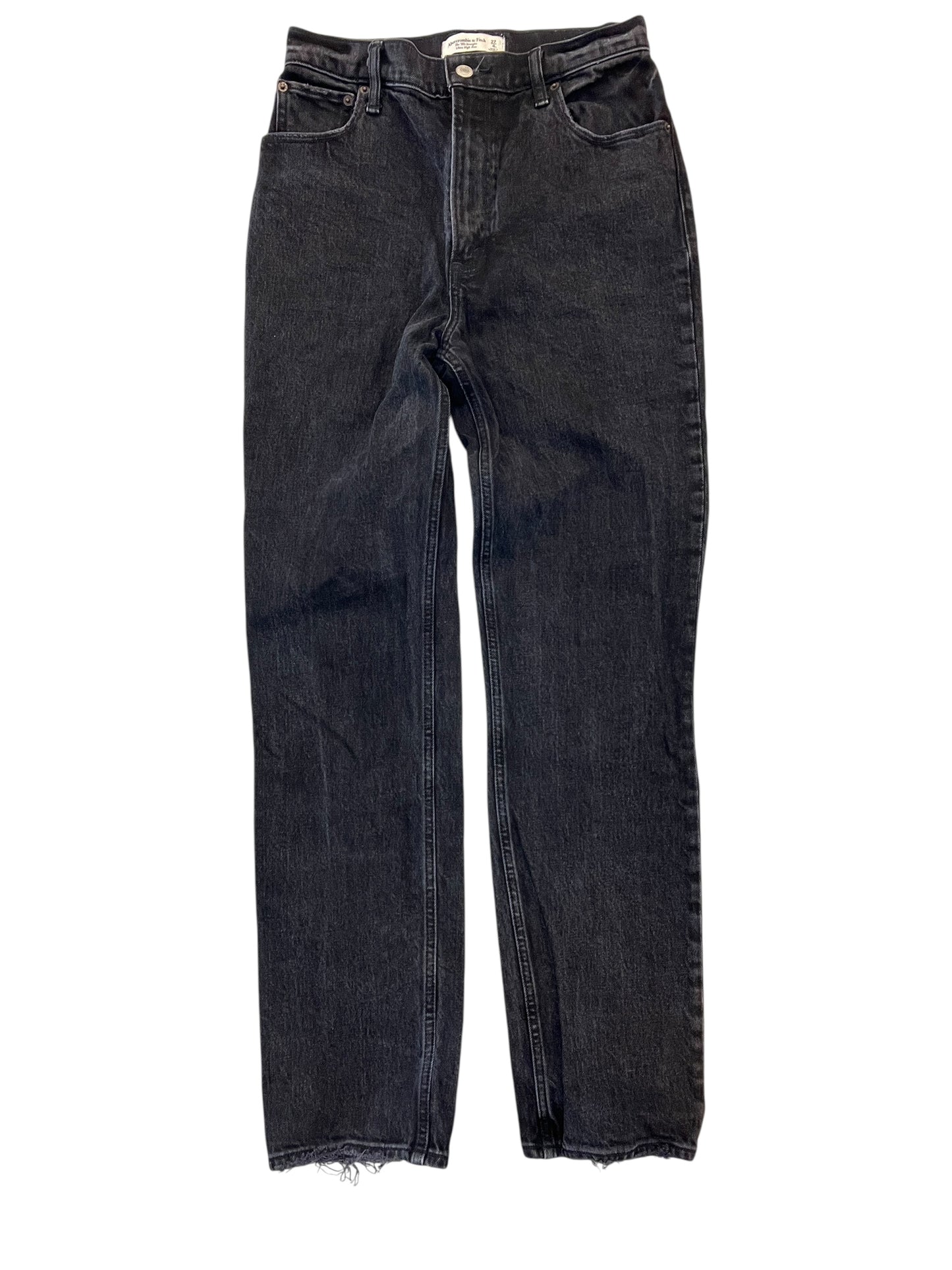 Jeans Straight By Abercrombie And Fitch In Black Denim, Size:4L