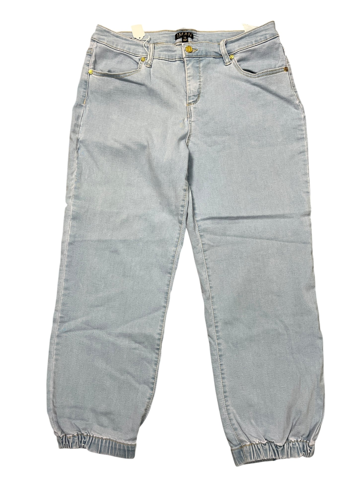 Jeans Wide Leg By Iman Hsn In Blue Denim, Size:16
