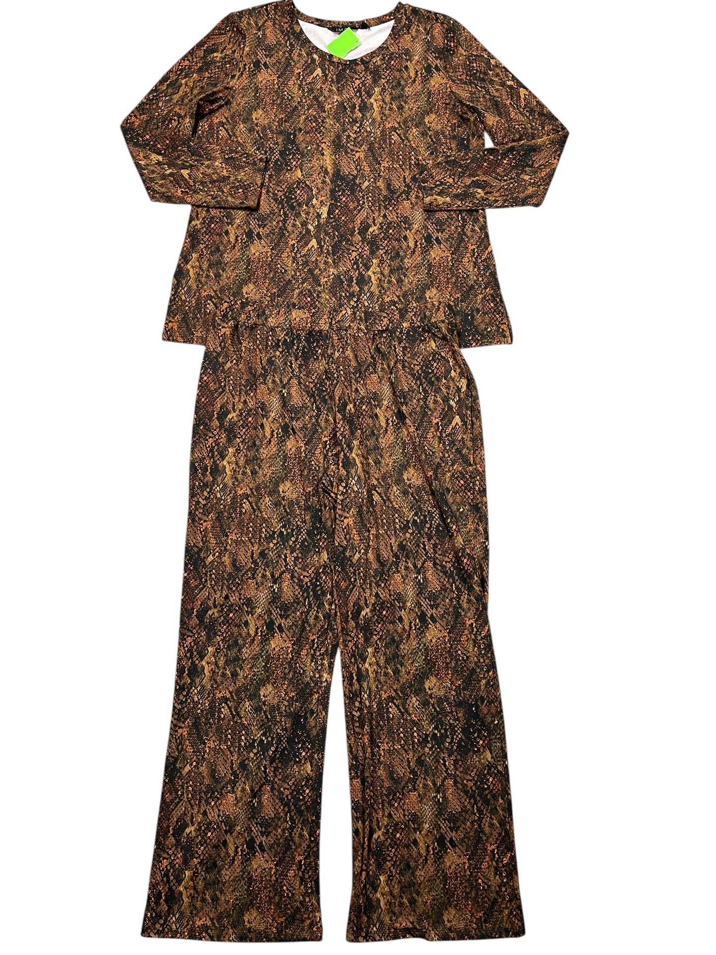 Pants Set 2Pc By Iman Hsn In Snakeskin Print, Size:L
