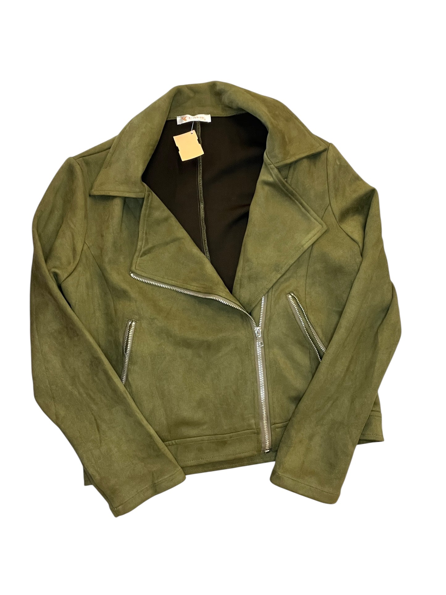 Jacket Moto By Clothes Mentor In Green, Size:S