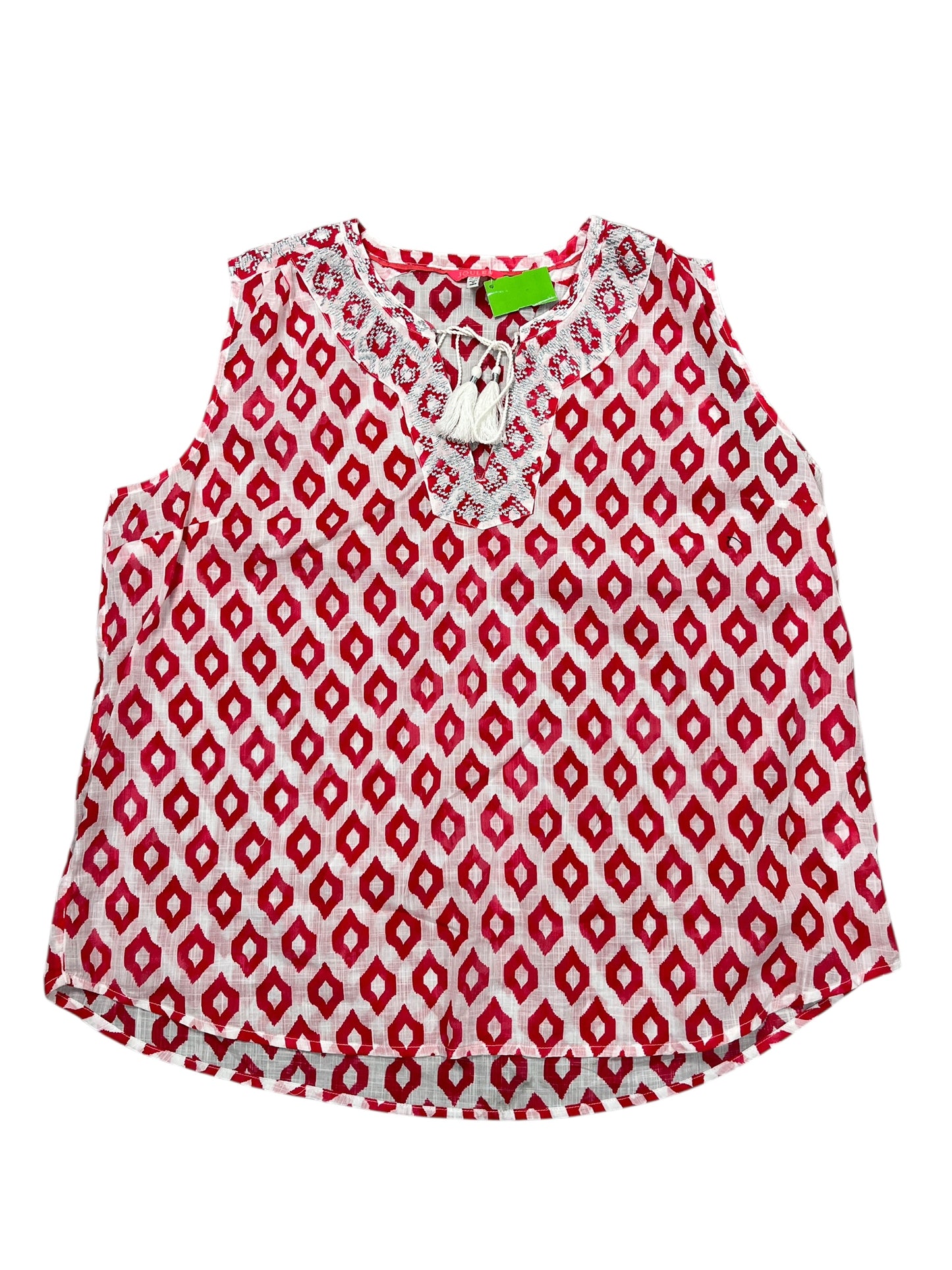 Top Sleeveless By Joules In Red & White, Size:Xl