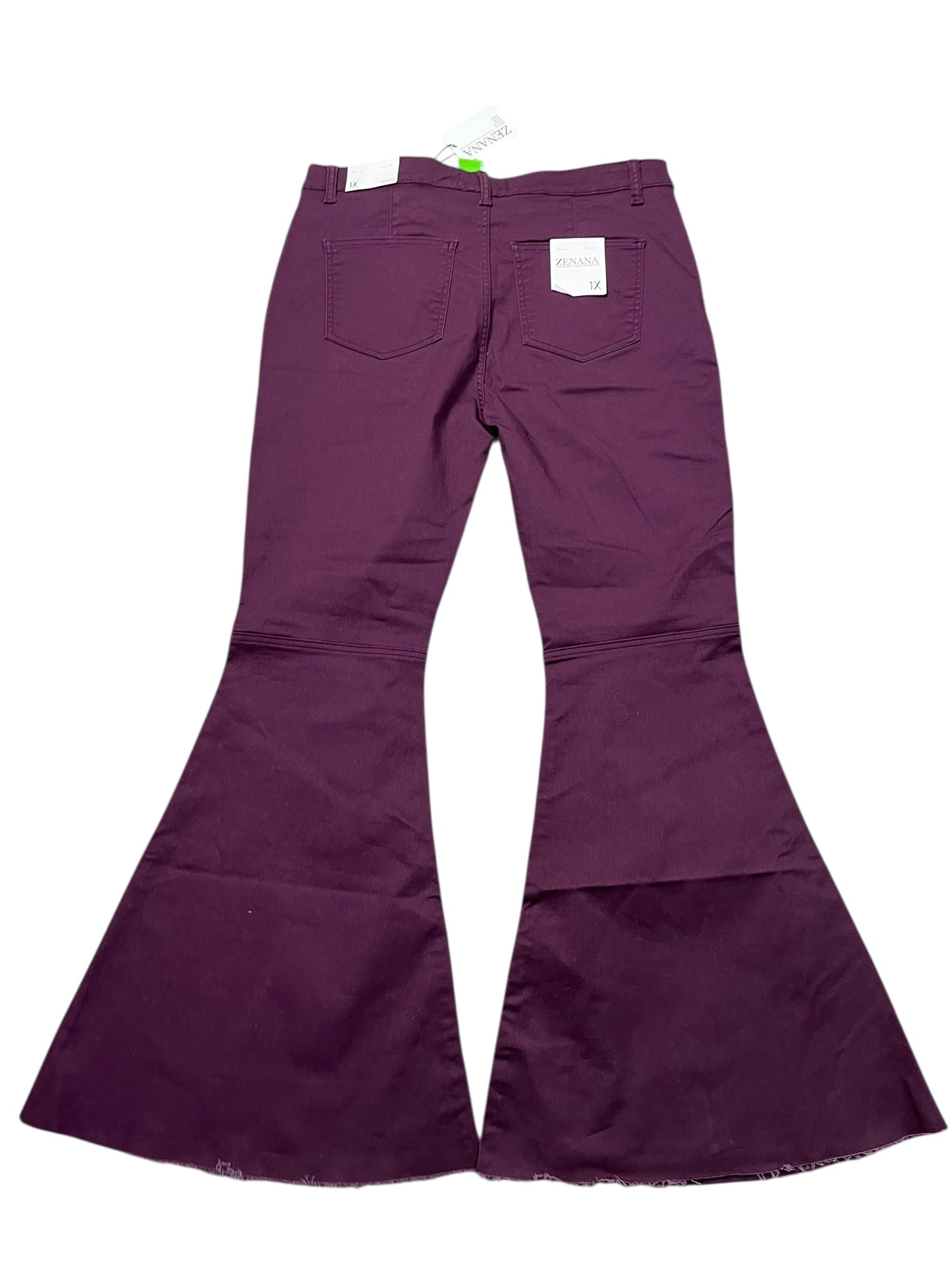 Jeans Flared By Zenana Outfitters In Purple Denim, Size:1X