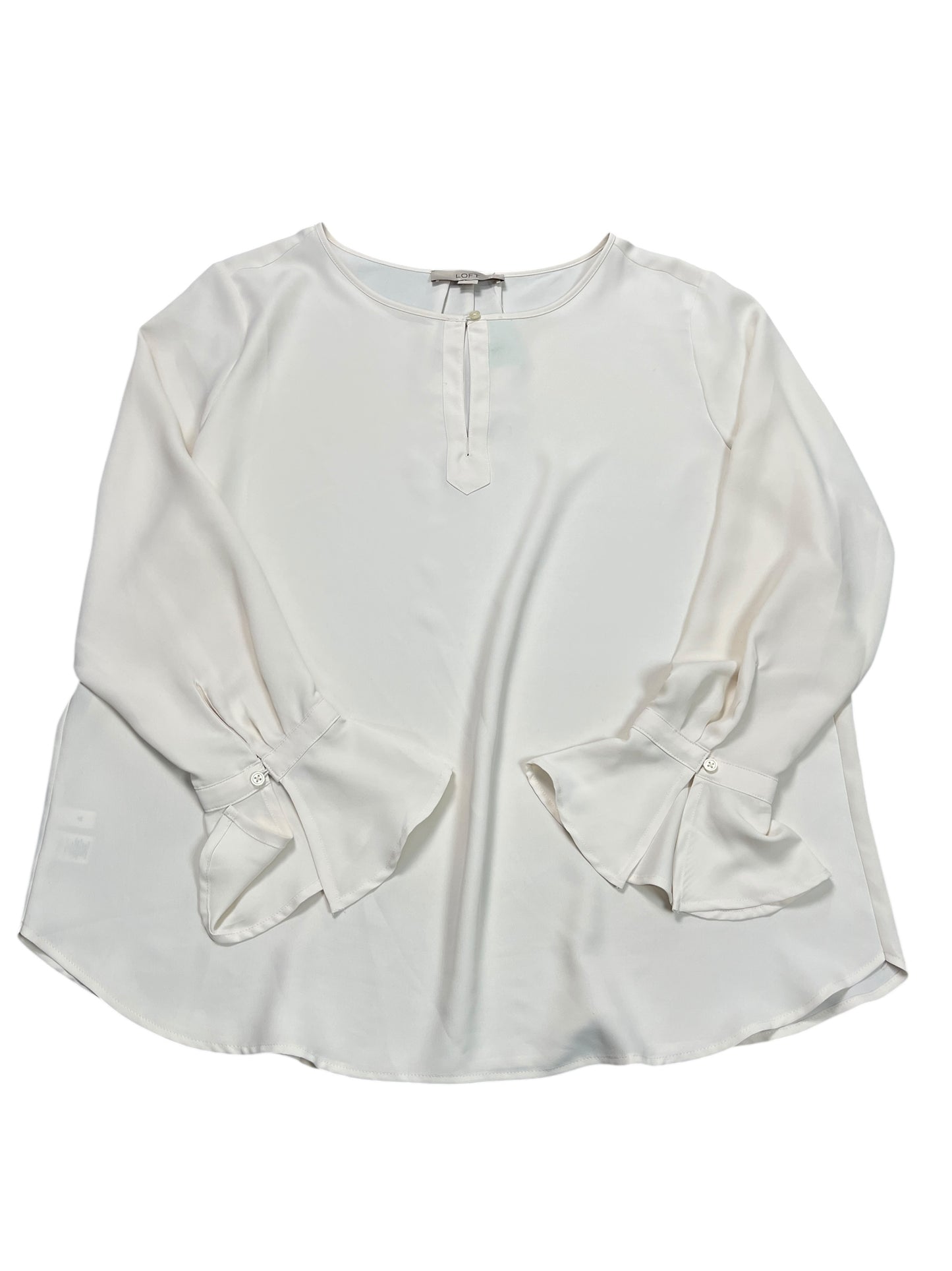 Blouse Ls By Loft In Cream, Size:Xl