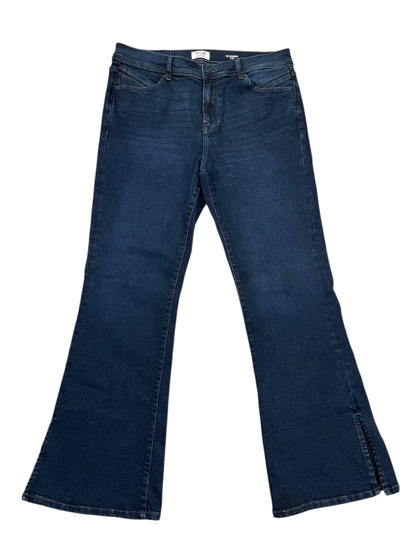 Jeans Flared By Kensie In Blue Denim, Size:14
