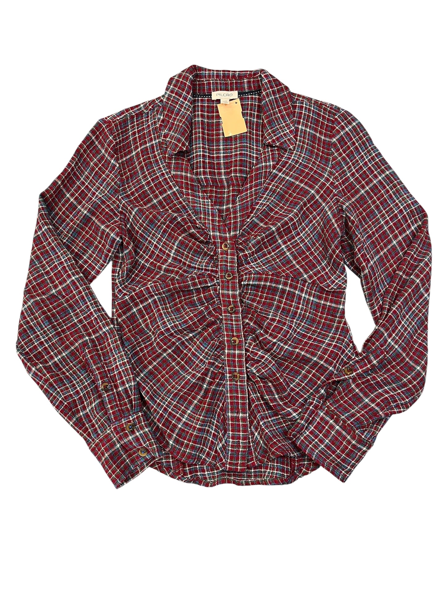 Top Ls By Pilcro In Plaid Pattern, Size:Xxs