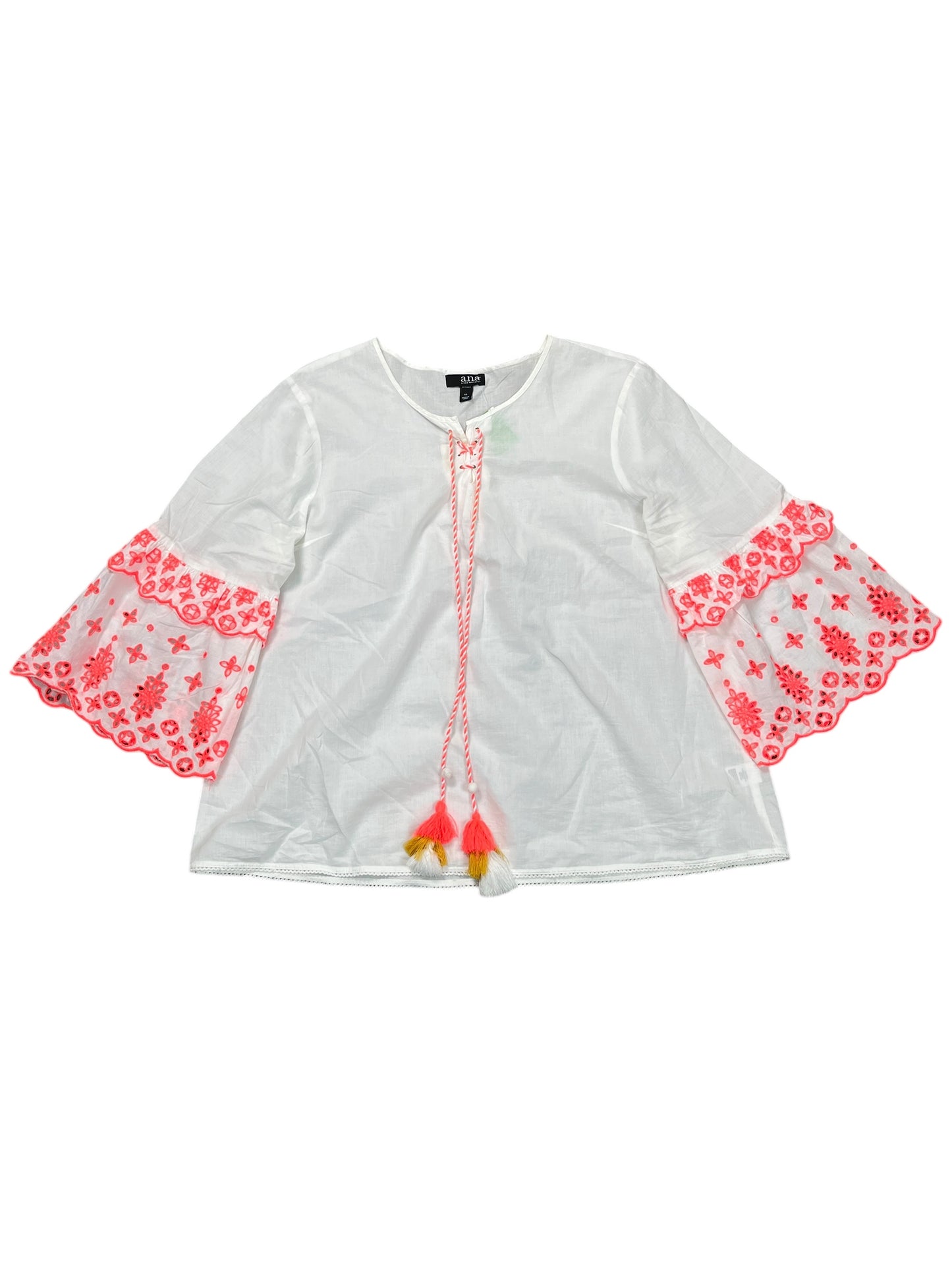 Blouse 3/4 Sleeve By Ana In White, Size:Xl