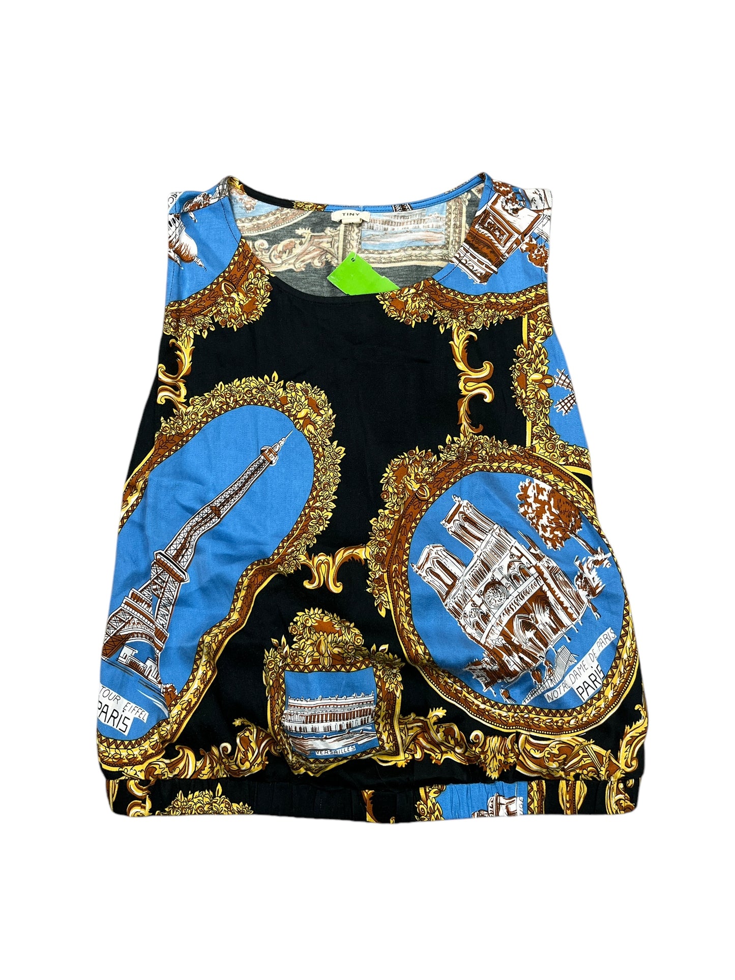Blouse Sleeveless By Tiny In Black & Blue, Size:M