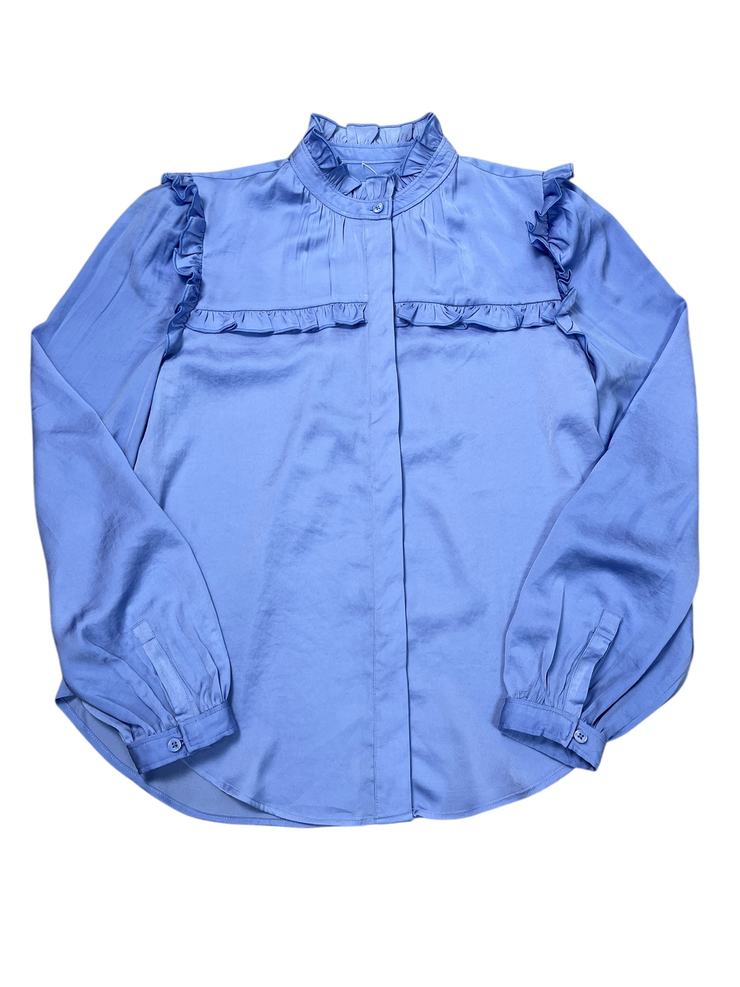 Blouse Ls By Ann Taylor In Blue, Size:Xs
