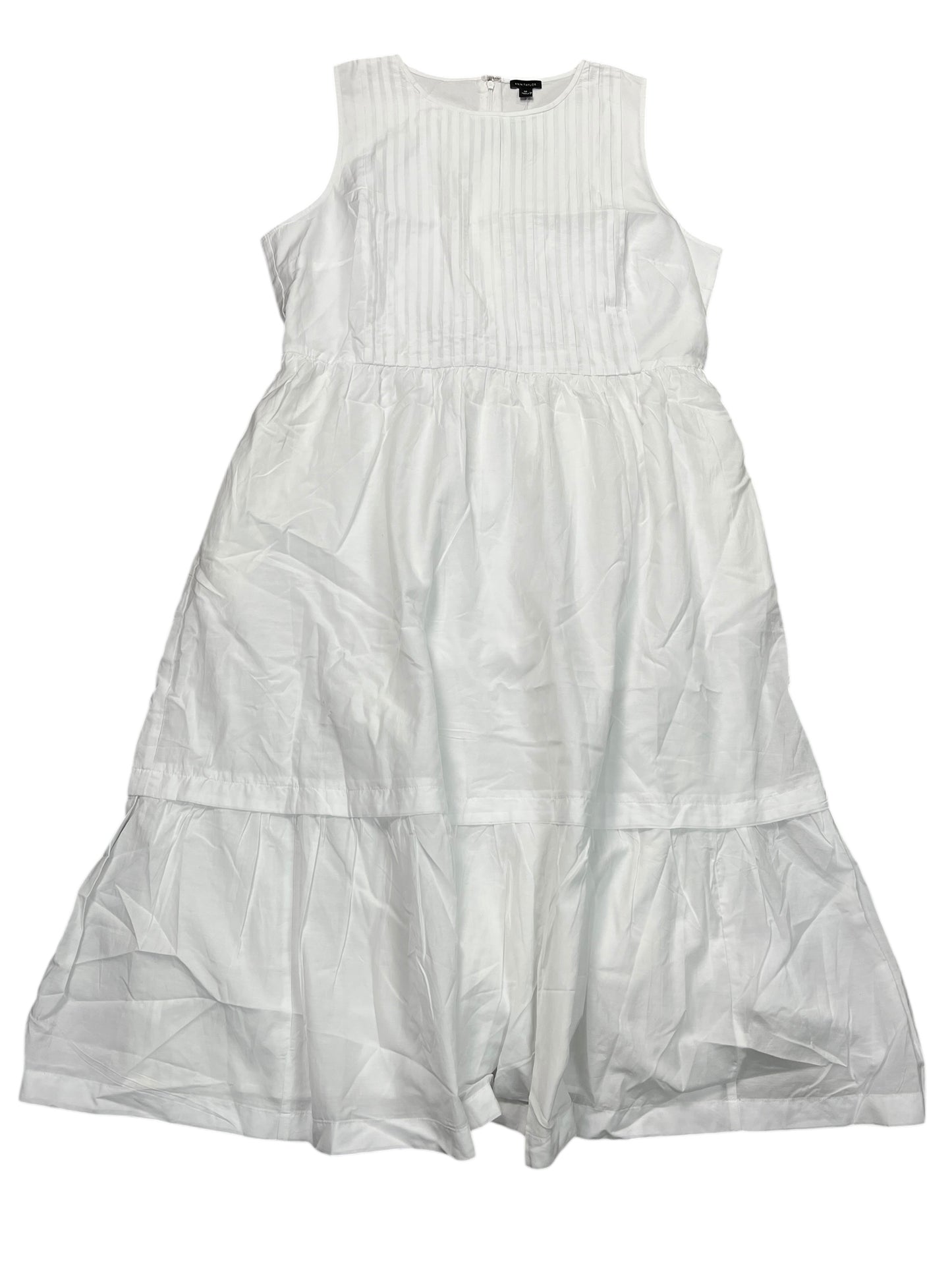 Dress Casual Midi By Ann Taylor In White, Size:Xlp