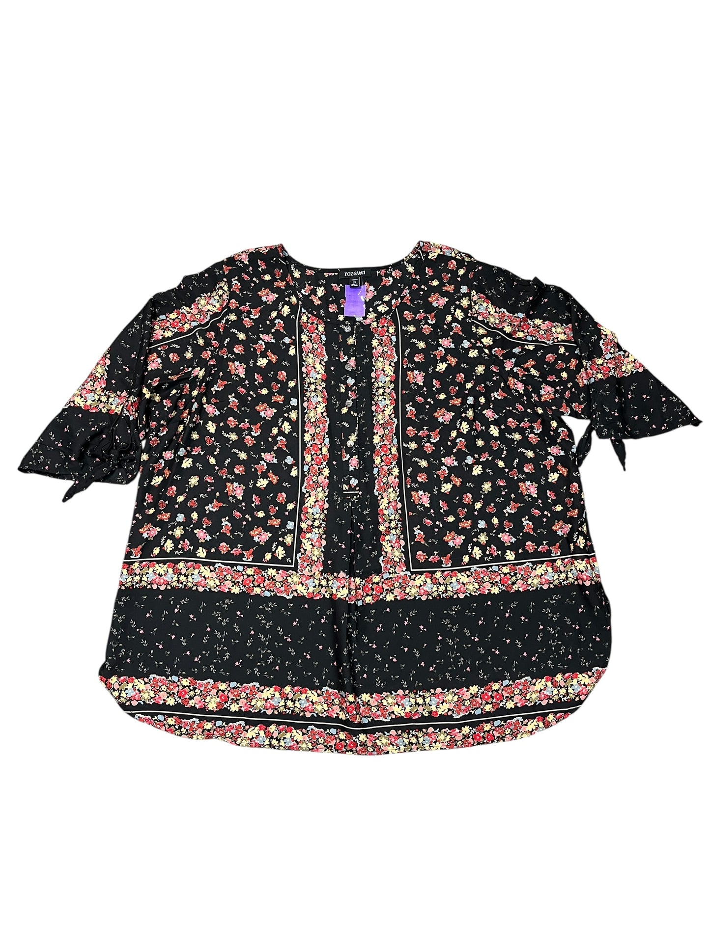 Blouse Ls By Roz And Ali In Black, Size:3X