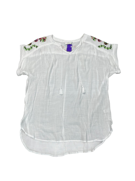 Blouse Ss By Cj Banks In White, Size:1X