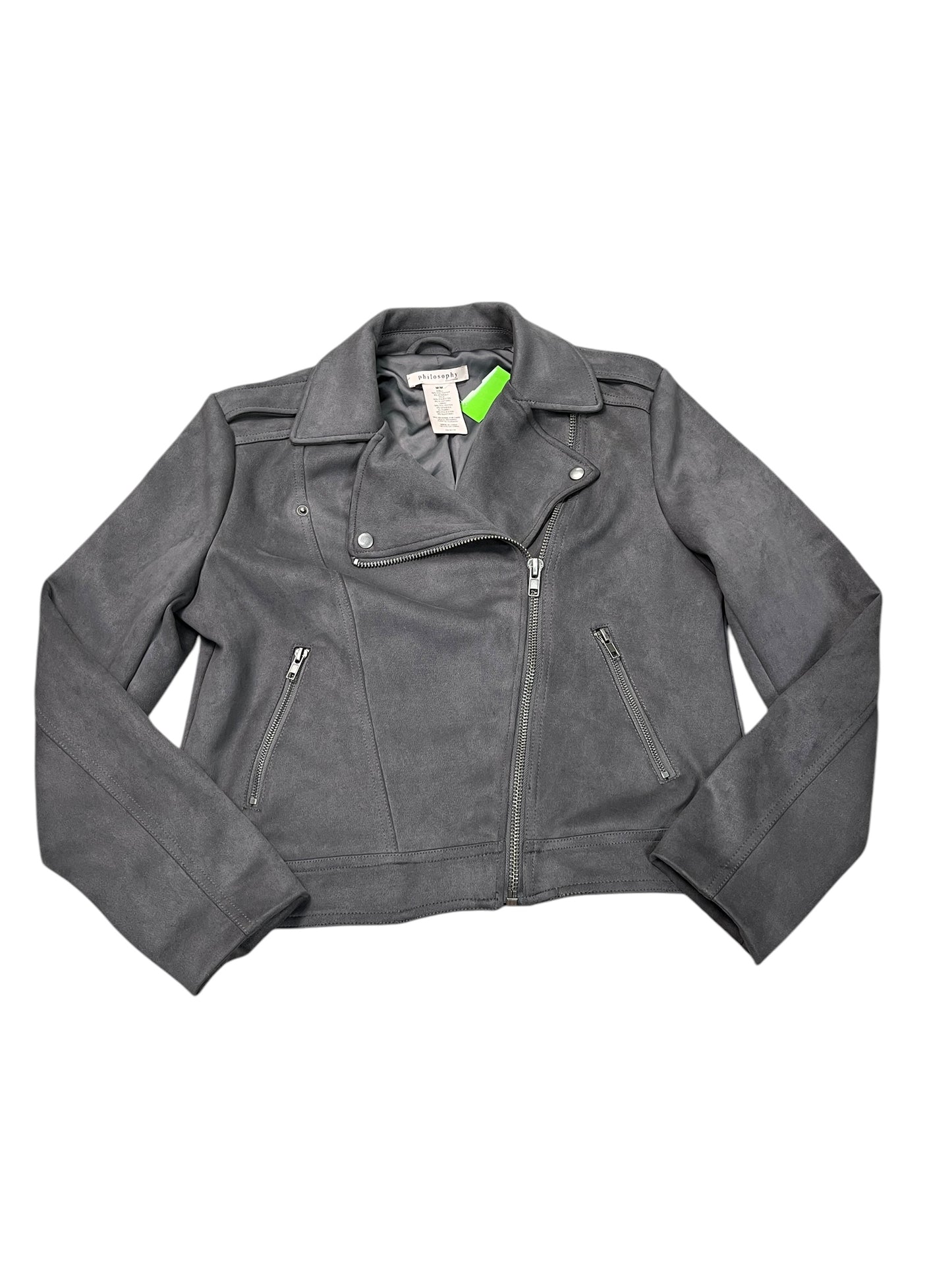 Jacket Moto By Philosophy In Grey, Size:M