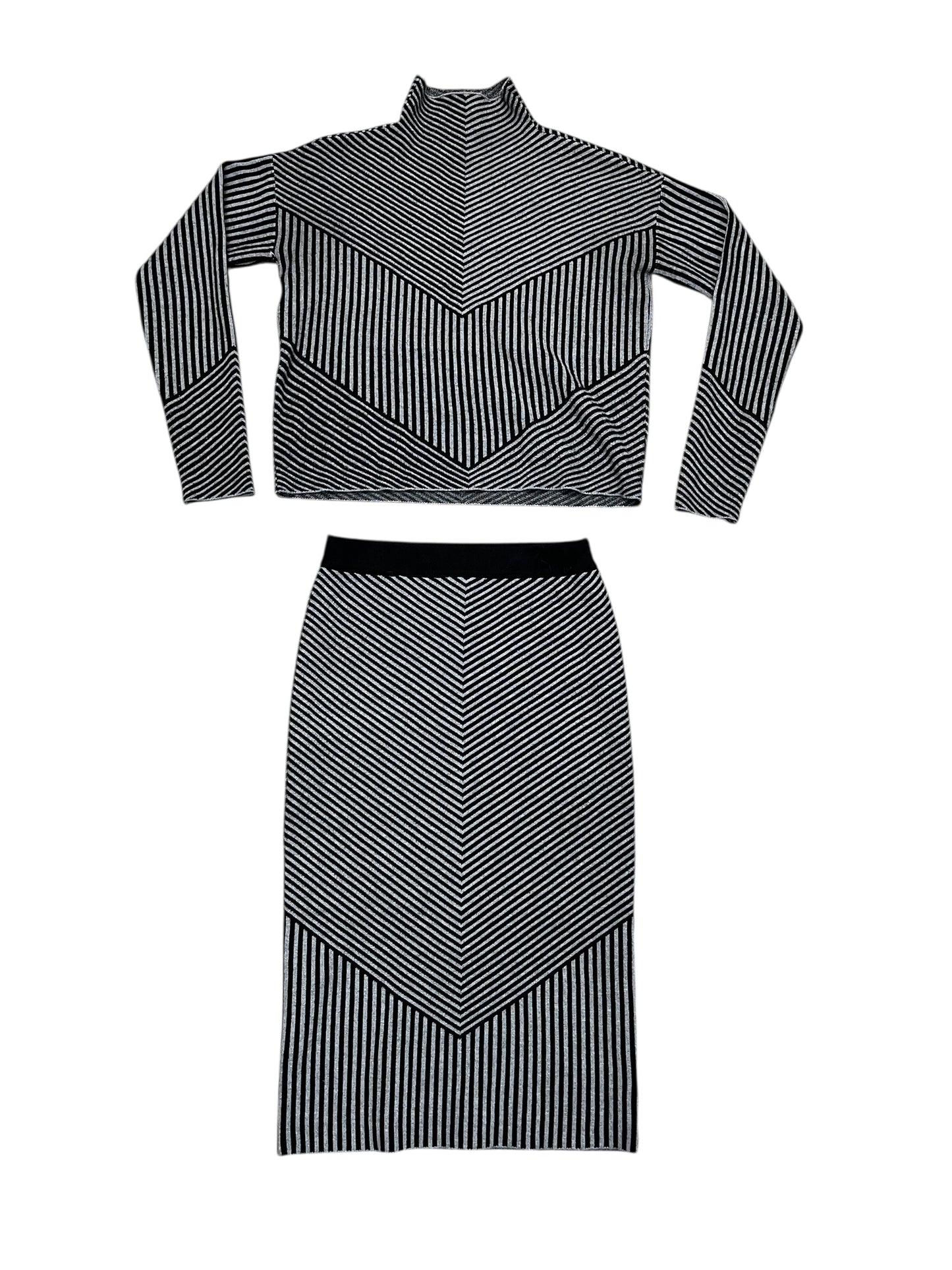 Skirt Set 2Pc By Tahari In Black & Grey, Size:Xs