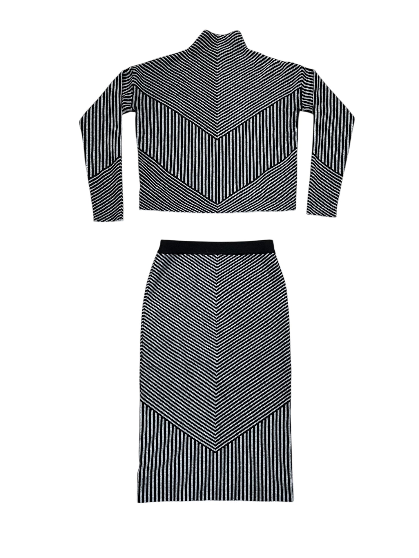 Skirt Set 2Pc By Tahari In Black & Grey, Size:Xs