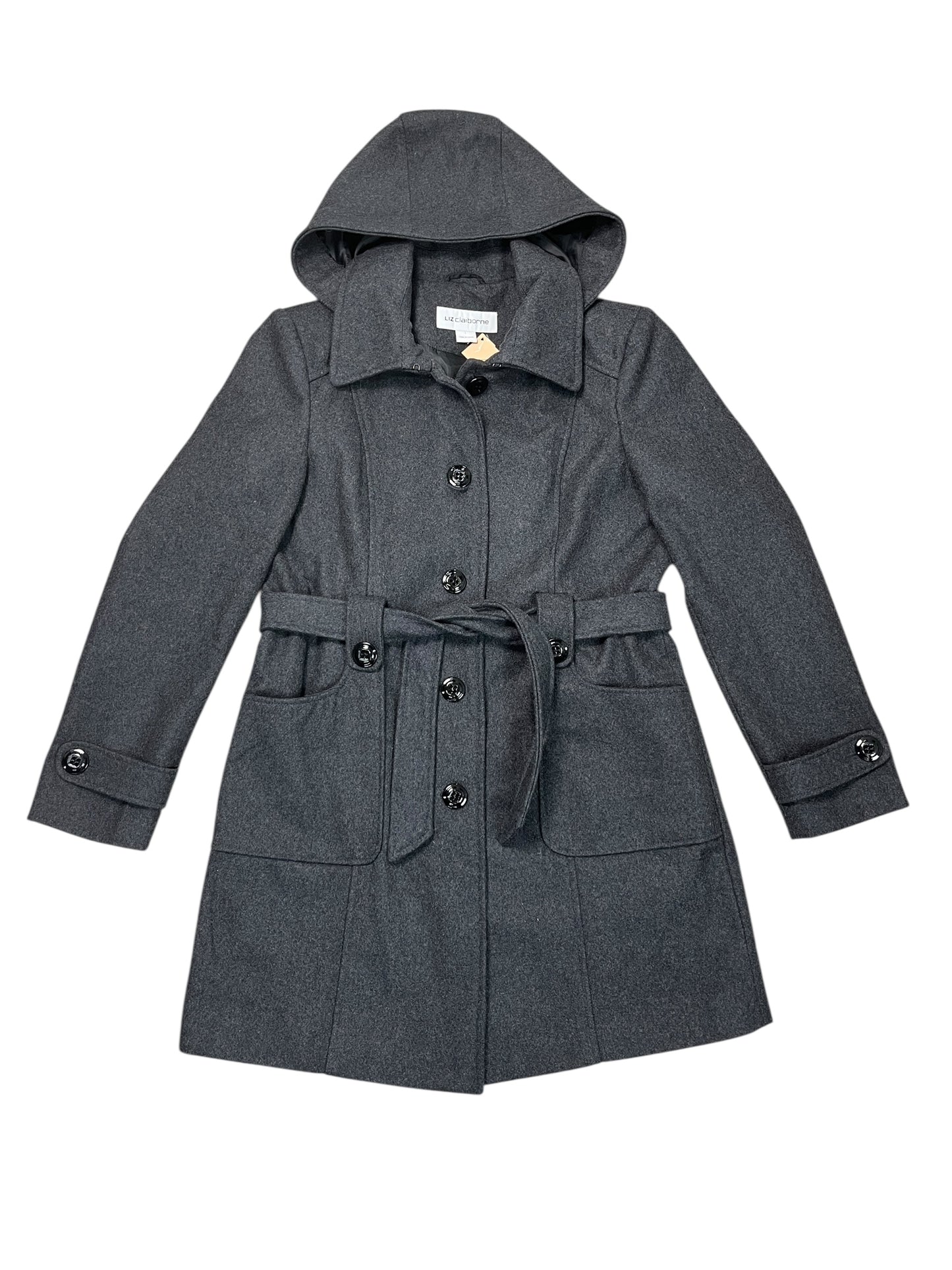 Coat Parka By Liz Claiborne In Grey, Size:L