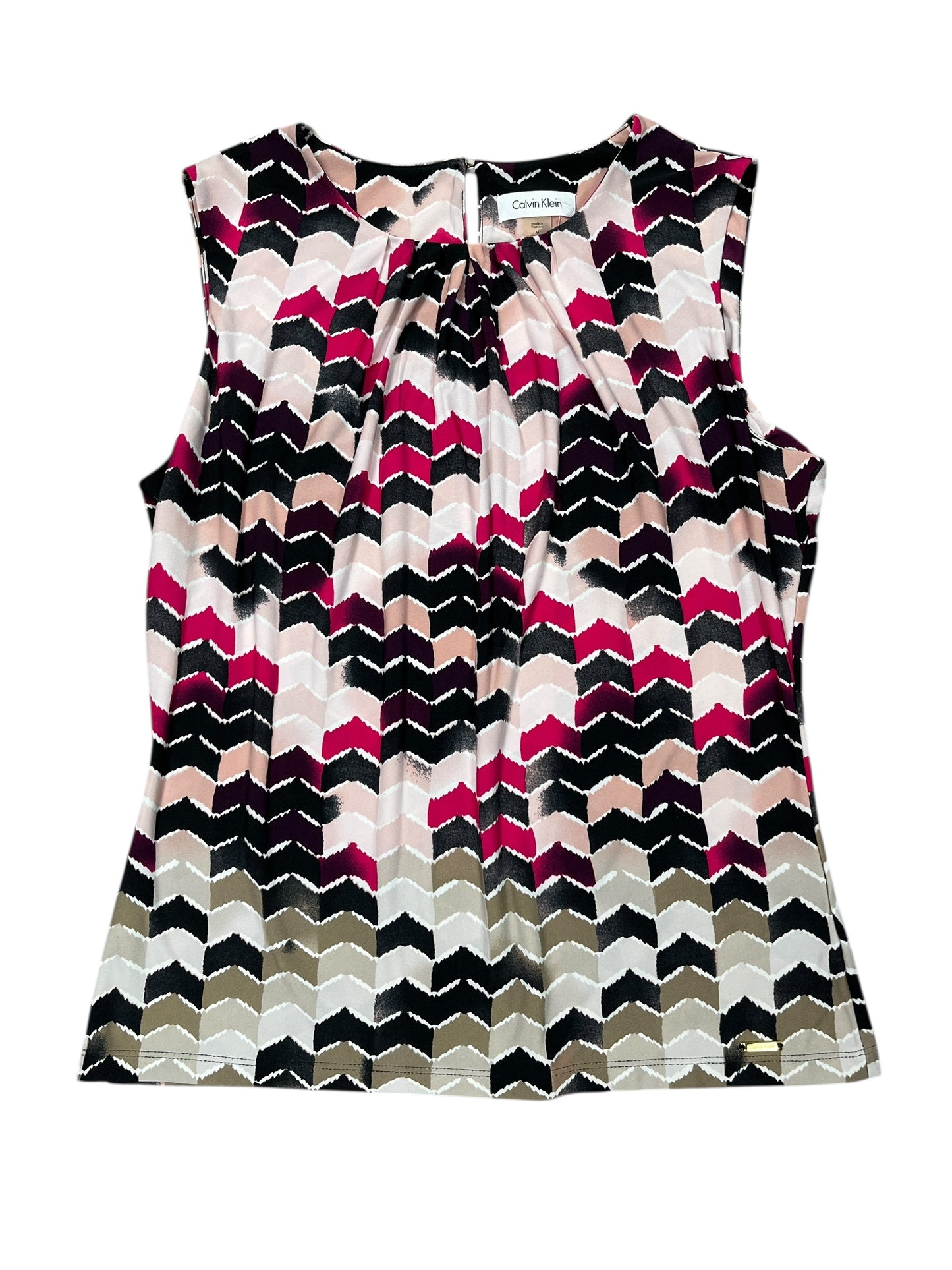 Blouse Sleeveless By Calvin Klein In Chevron Pattern, Size:M