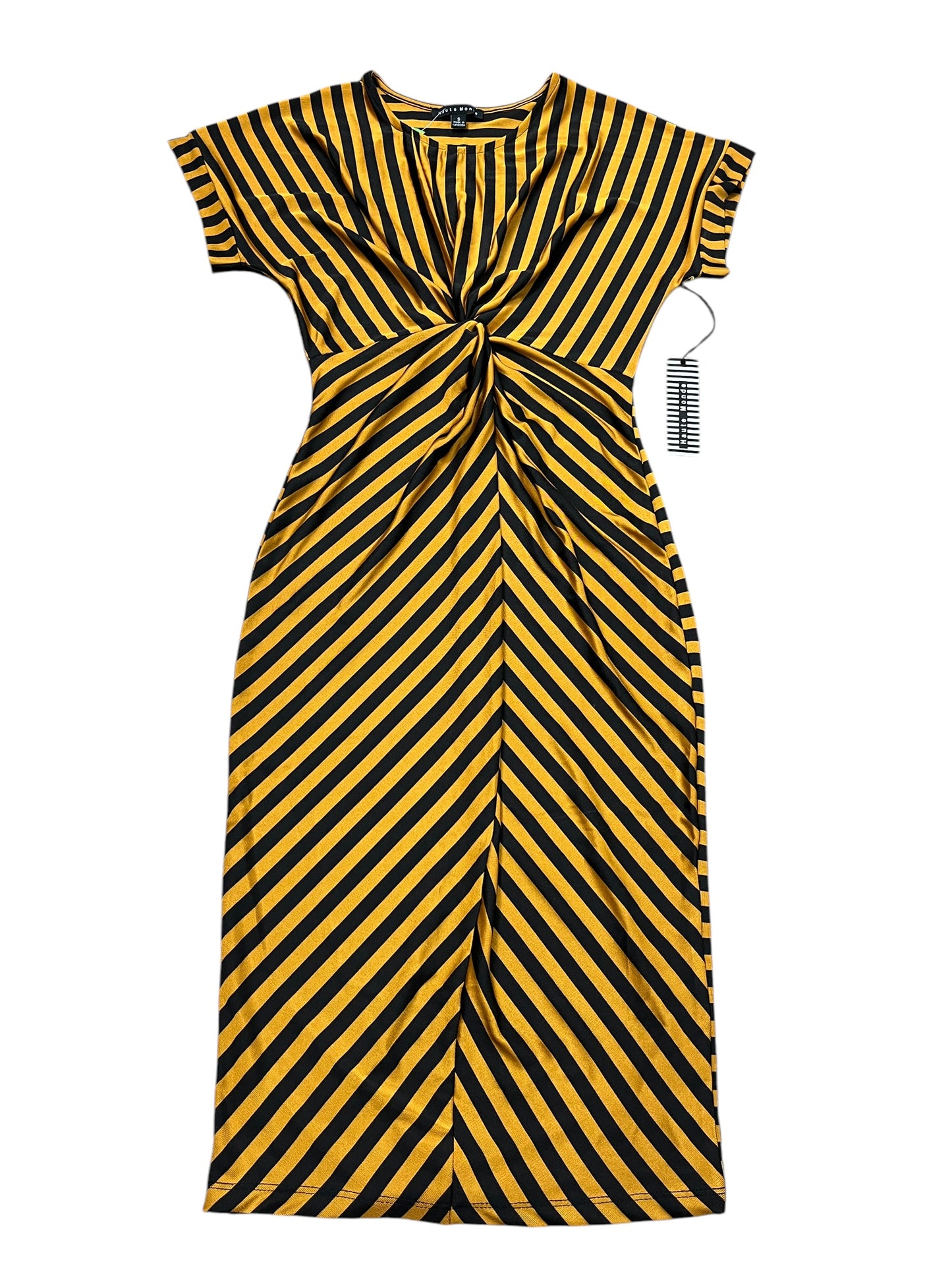 Dress Casual Midi By Haute Monde In Black & Gold, Size:S