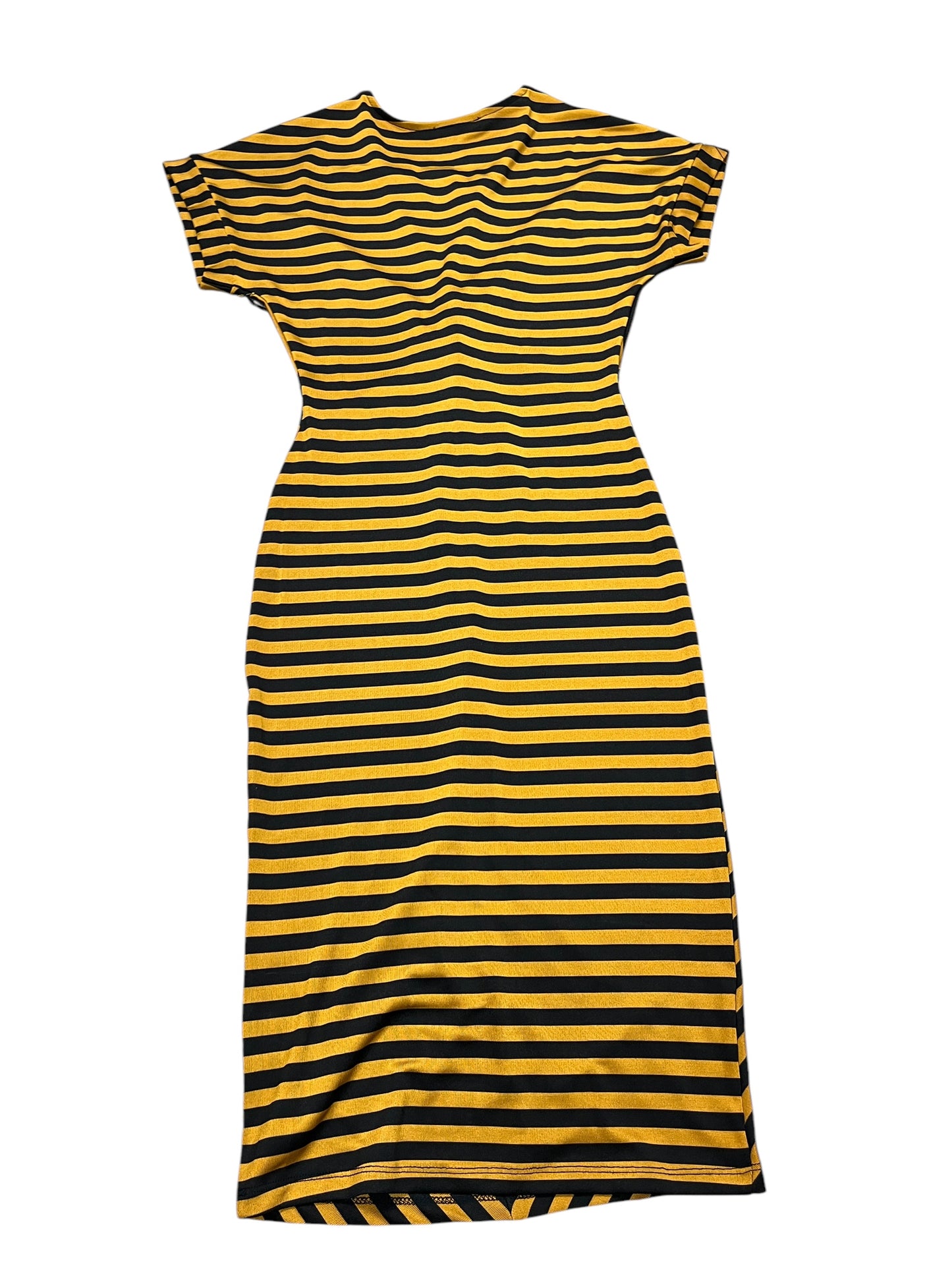 Dress Casual Midi By Haute Monde In Black & Gold, Size:S