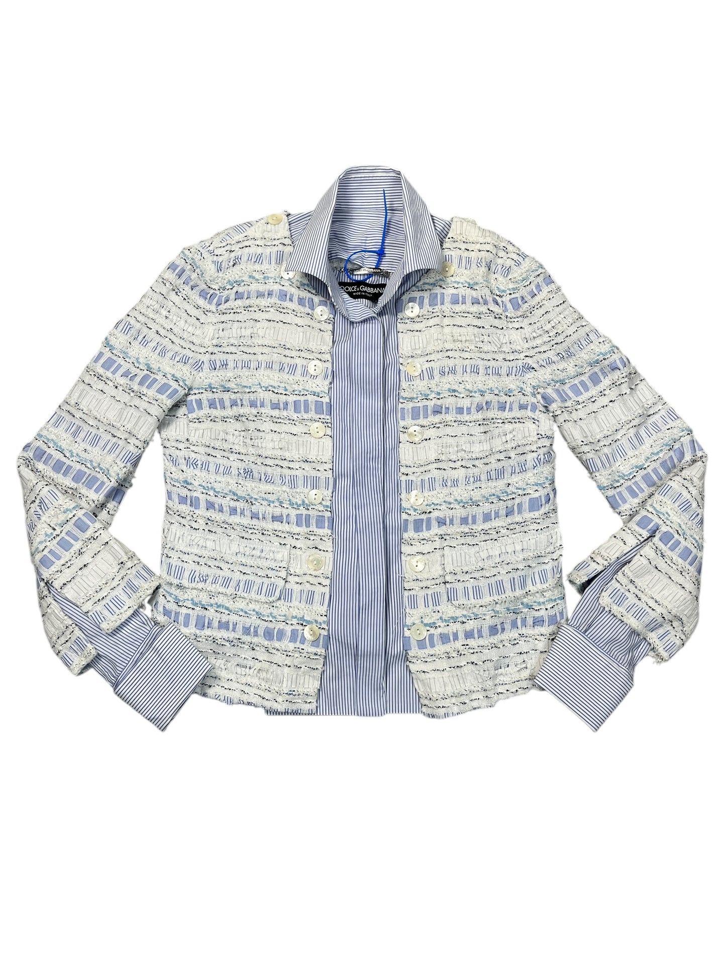 Jacket Luxury Designer By Dolce And Gabbana In Blue & White, Size:M