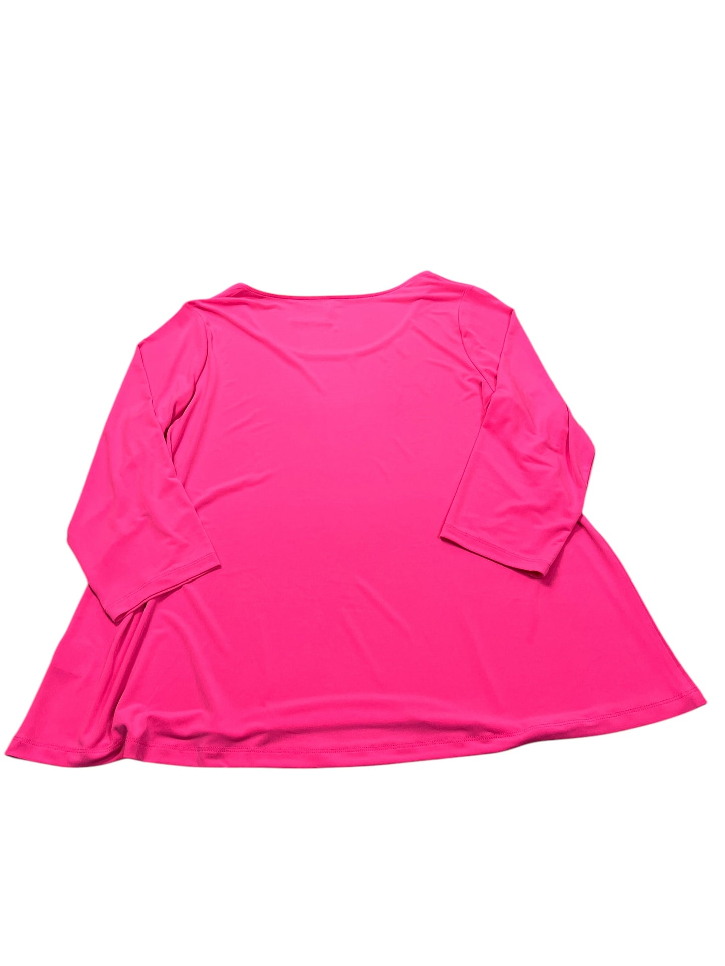 Top 3/4 Sleeve By Susan Graver In Pink, Size:1X