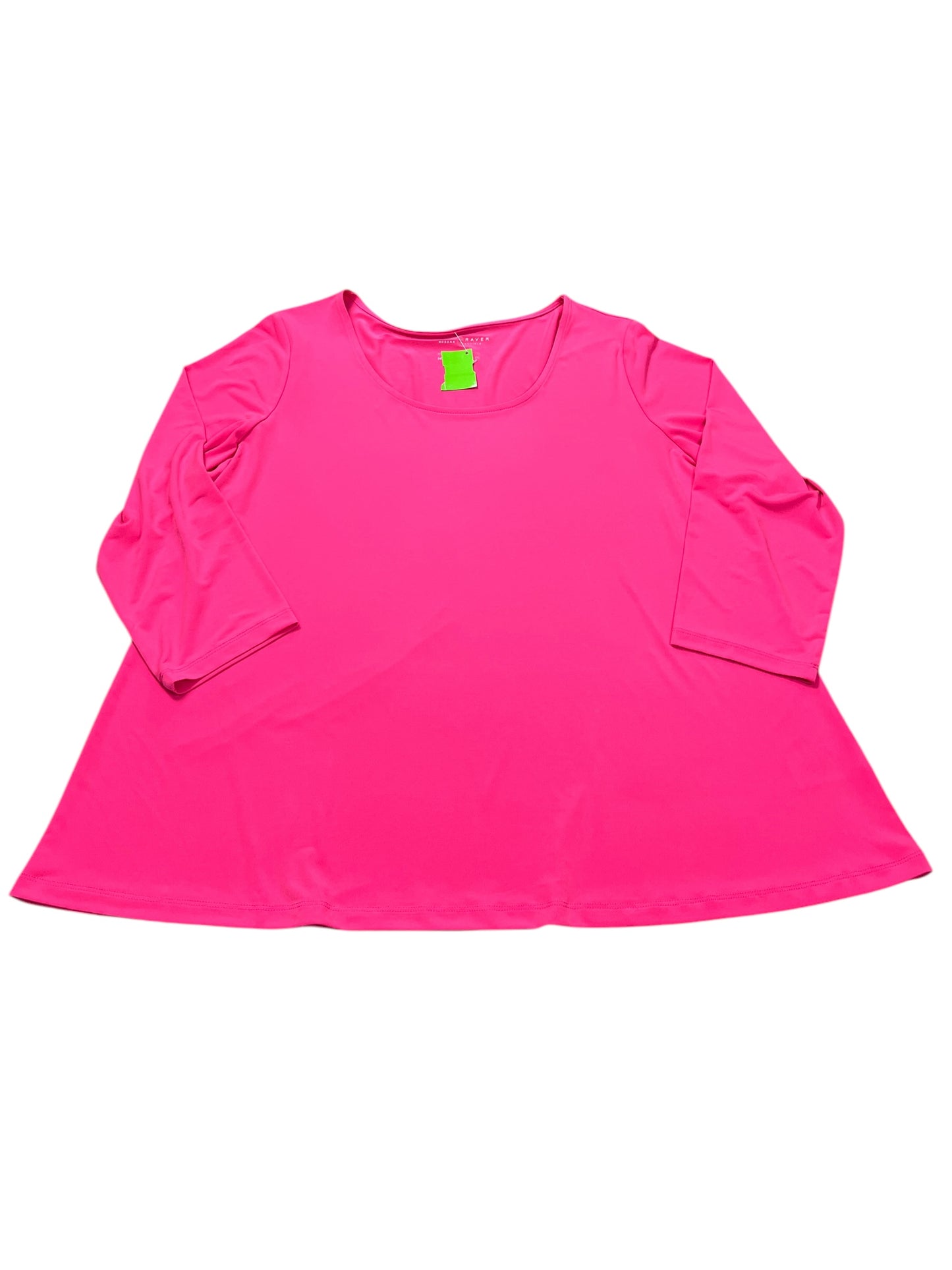 Top 3/4 Sleeve By Susan Graver In Pink, Size:1X