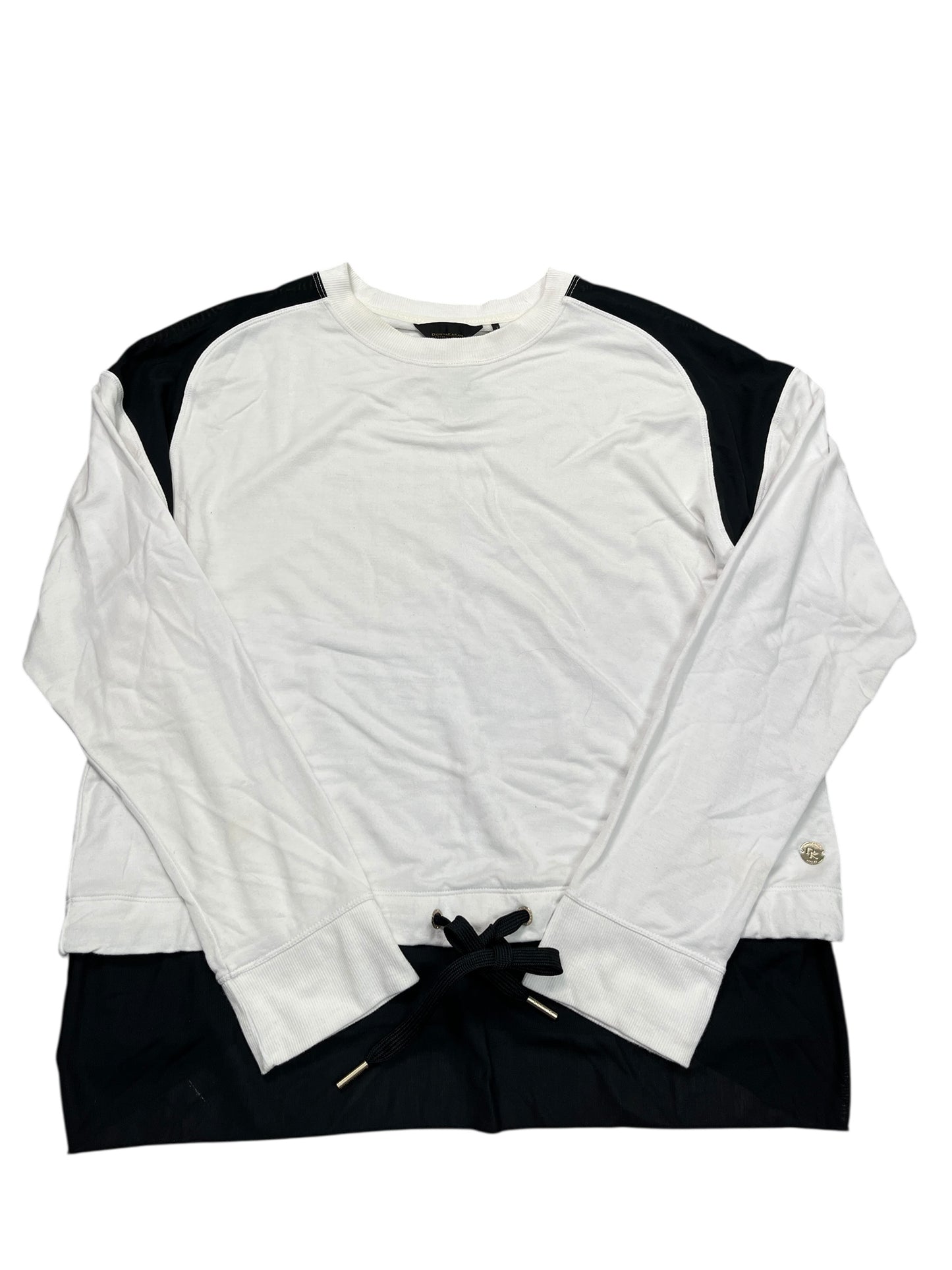 Athletic Top Ls Crewneck By Donna Karan In Black & White, Size:M