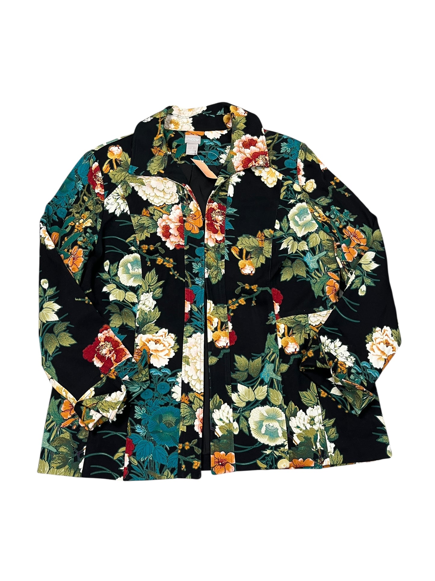 Blazer By Chicos In Floral Print, Size:L