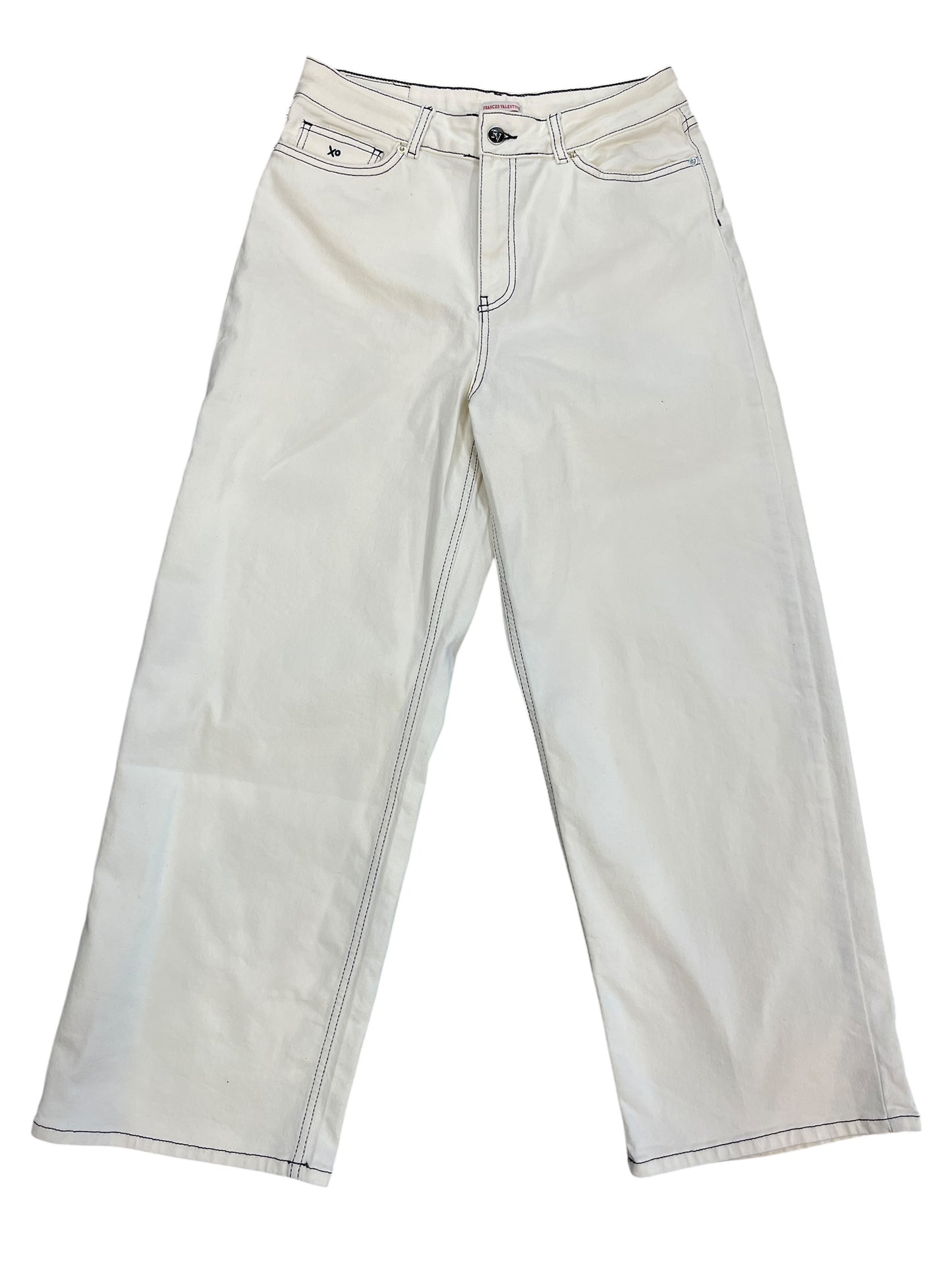 Jeans Wide Leg By FRANCES VALENTINE In White Denim, Size:10