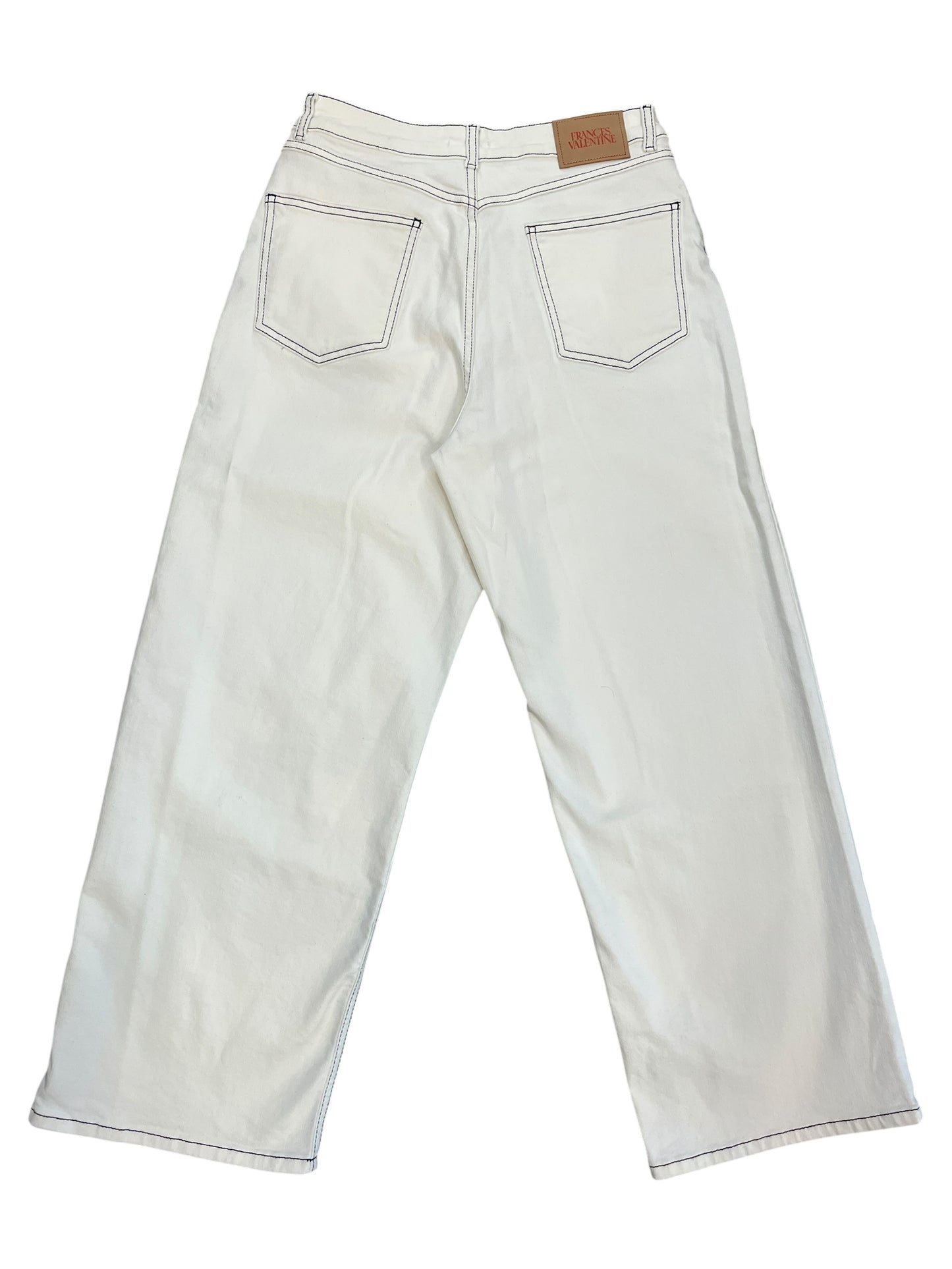 Jeans Wide Leg By FRANCES VALENTINE In White Denim, Size:10