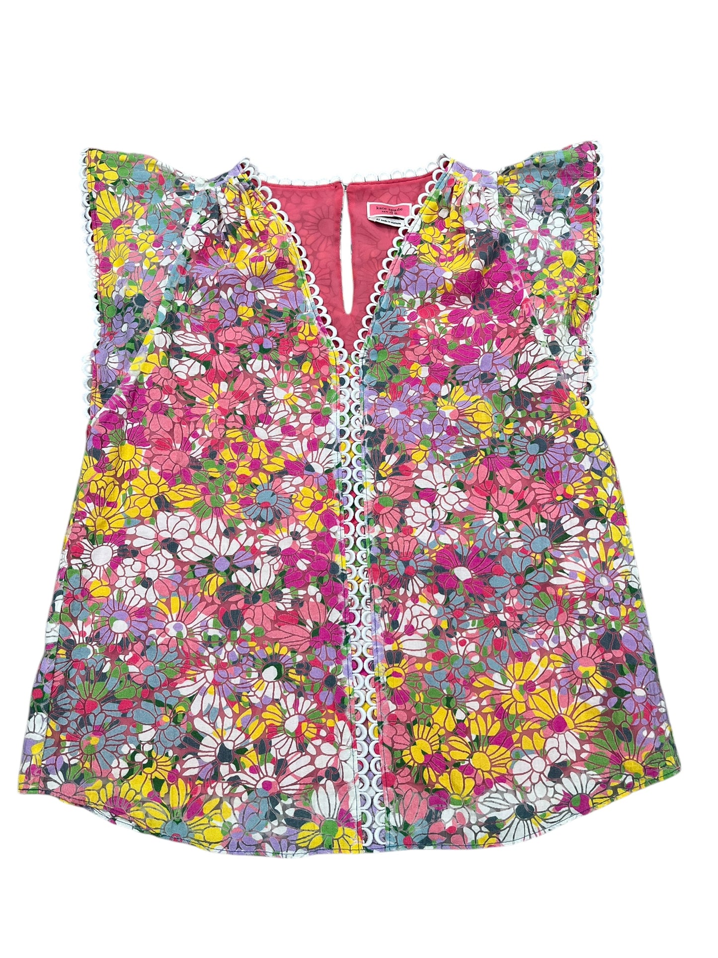 Top Ss Designer By Kate Spade In Floral Print, Size:Xs