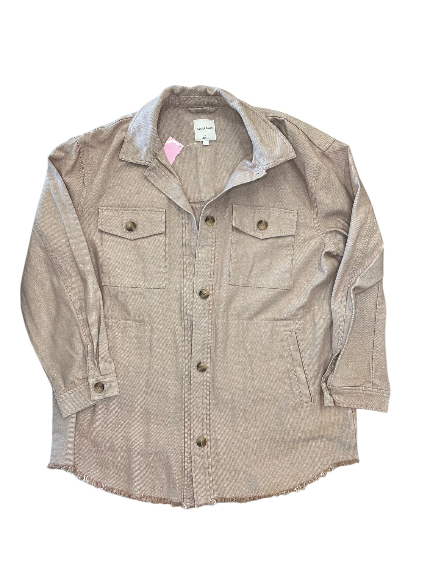 Jacket Shirt By Gentle Fawn In Tan, Size:Xl