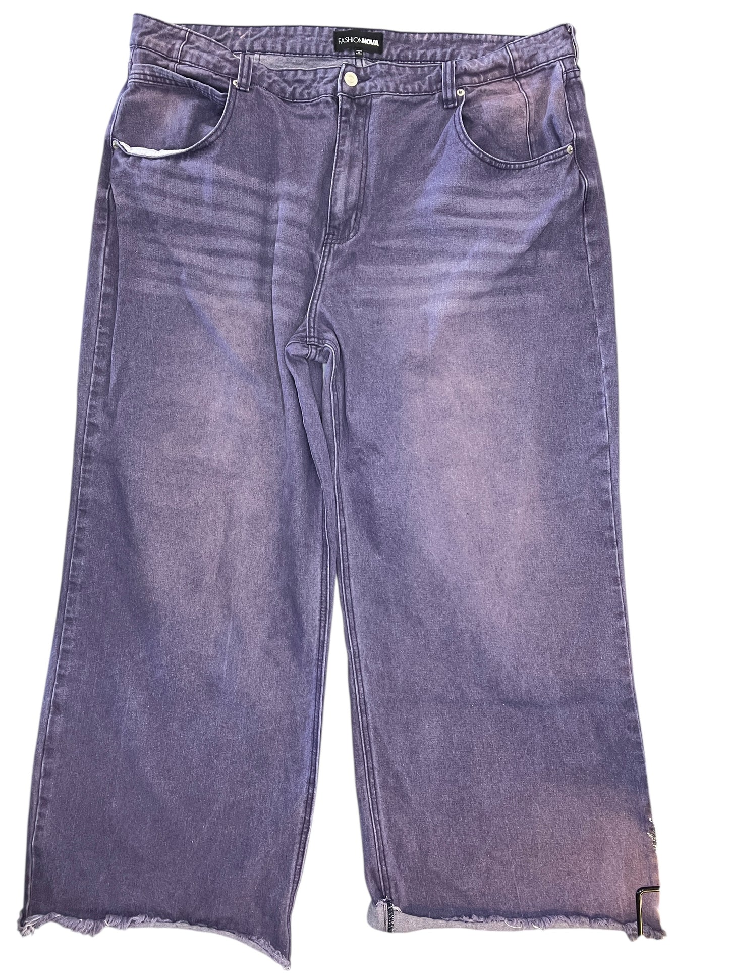 Jeans Wide Leg By Fashion Nova In Purple Denim, Size:22