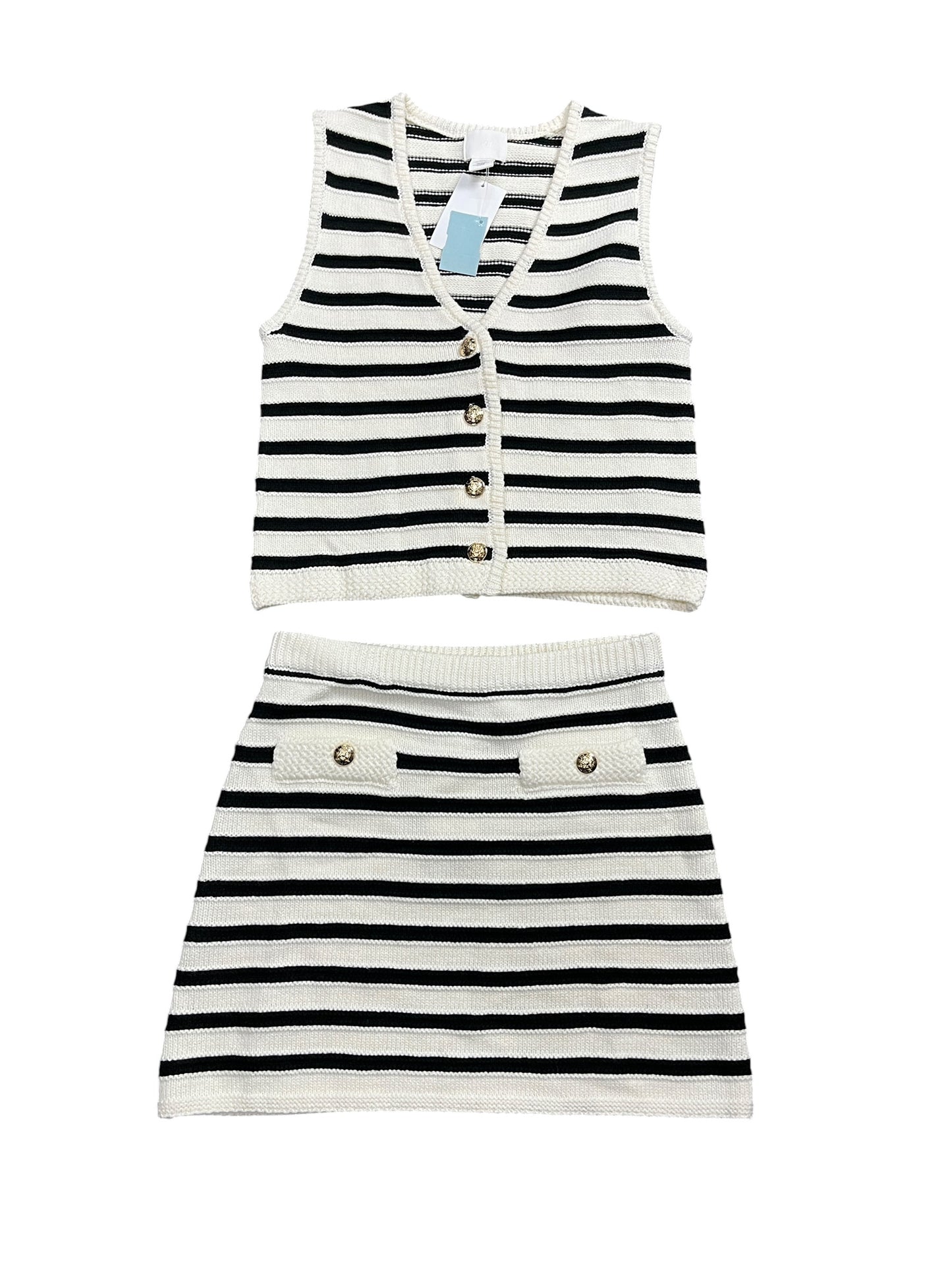 Skirt Set 2Pc By H&M In Striped Pattern, Size:Xs
