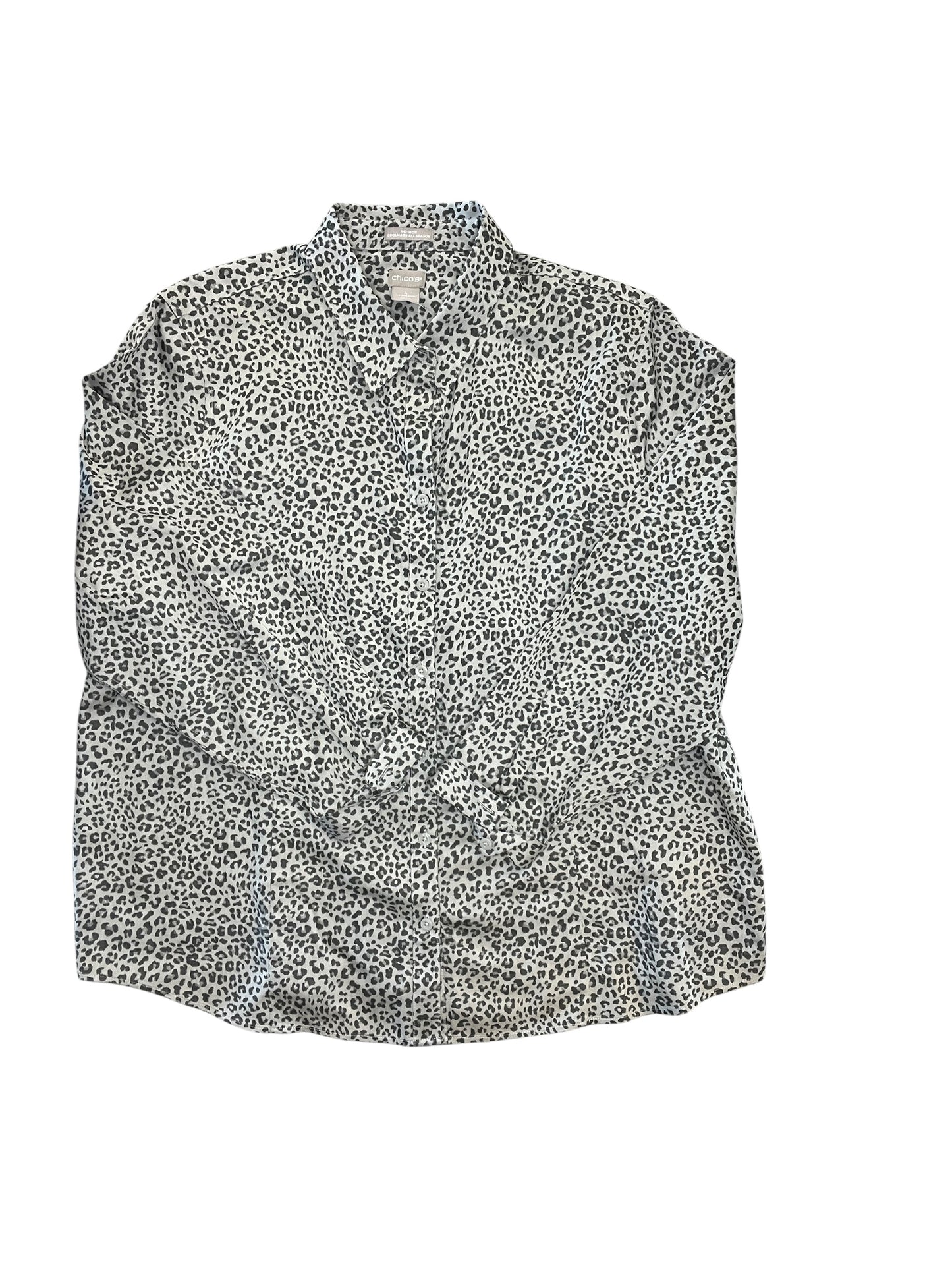 Blouse Ls By Chicos In Leopard Print, Size:2X