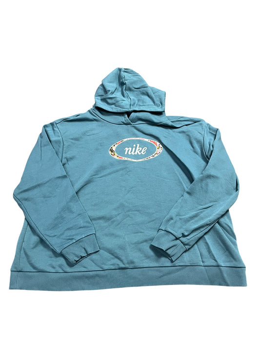 Athletic Sweatshirt Hoodie By Nike Apparel In Teal, Size:2X