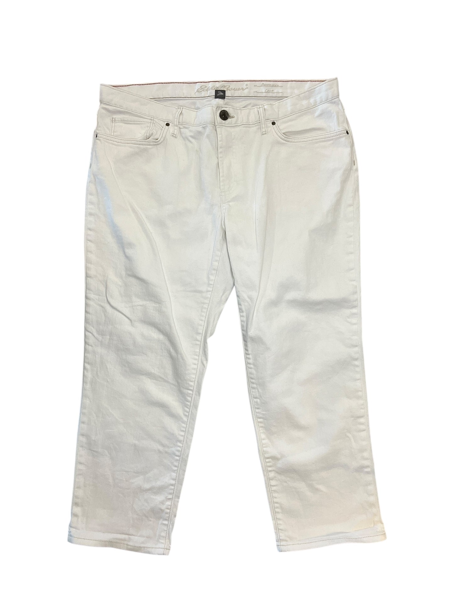 Jeans Cropped By Eddie Bauer In White, Size:16