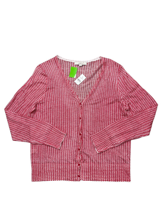 Cardigan By Loft In Red & White, Size:Xl