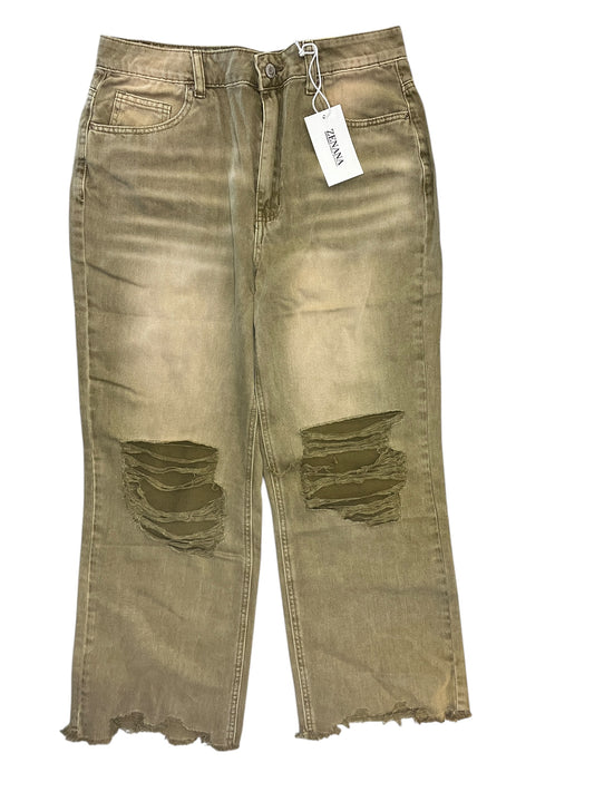 Jeans Wide Leg By Zenana In Tan, Size:10