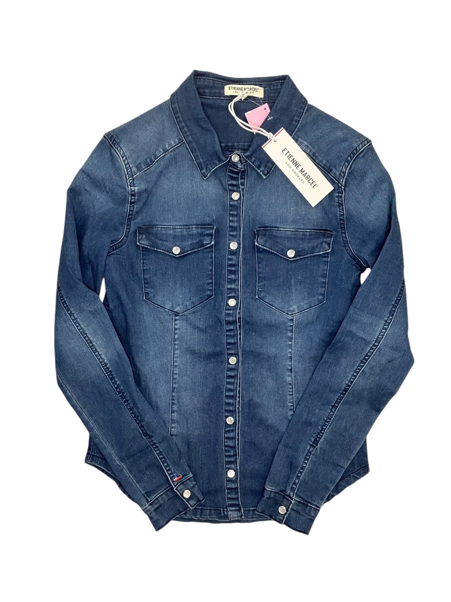 Top Ls By Cma In Blue Denim, Size:Xs