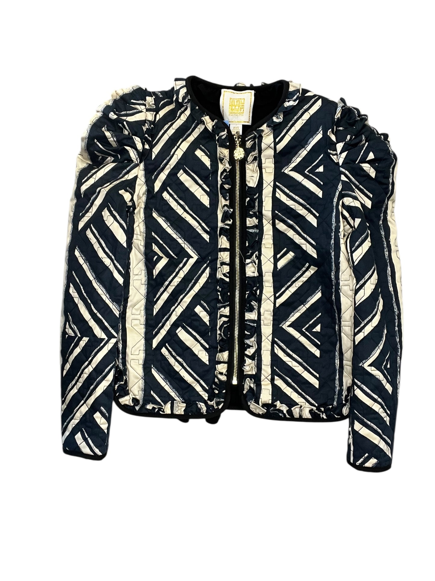 Jacket Puffer & Quilted By Cma In Blue & Cream, Size:Xxs