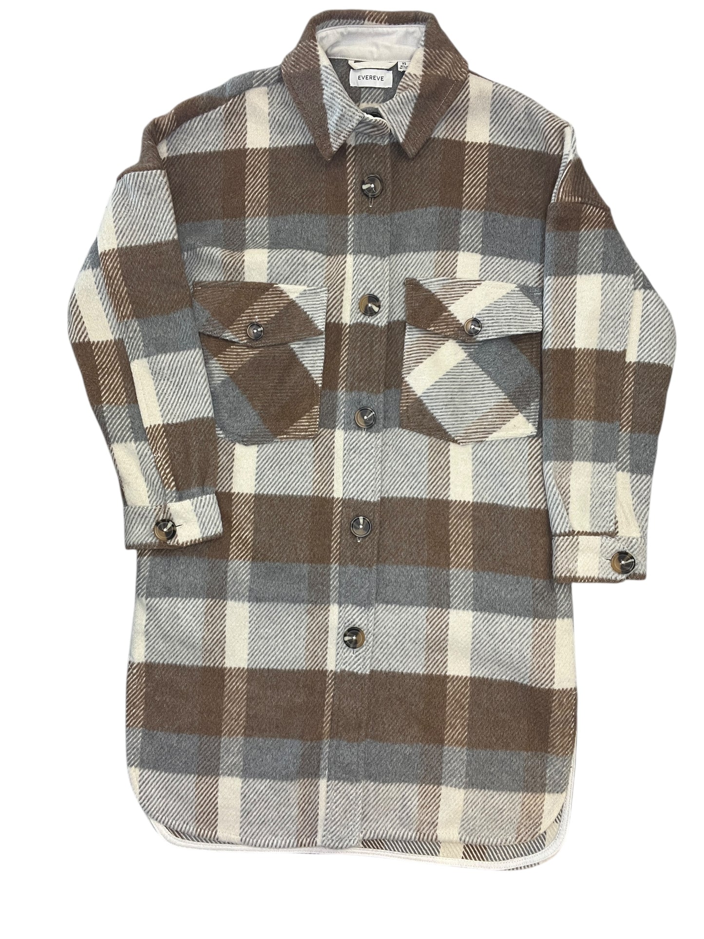 Jacket Shirt By Evereve In Plaid Pattern, Size:Xs