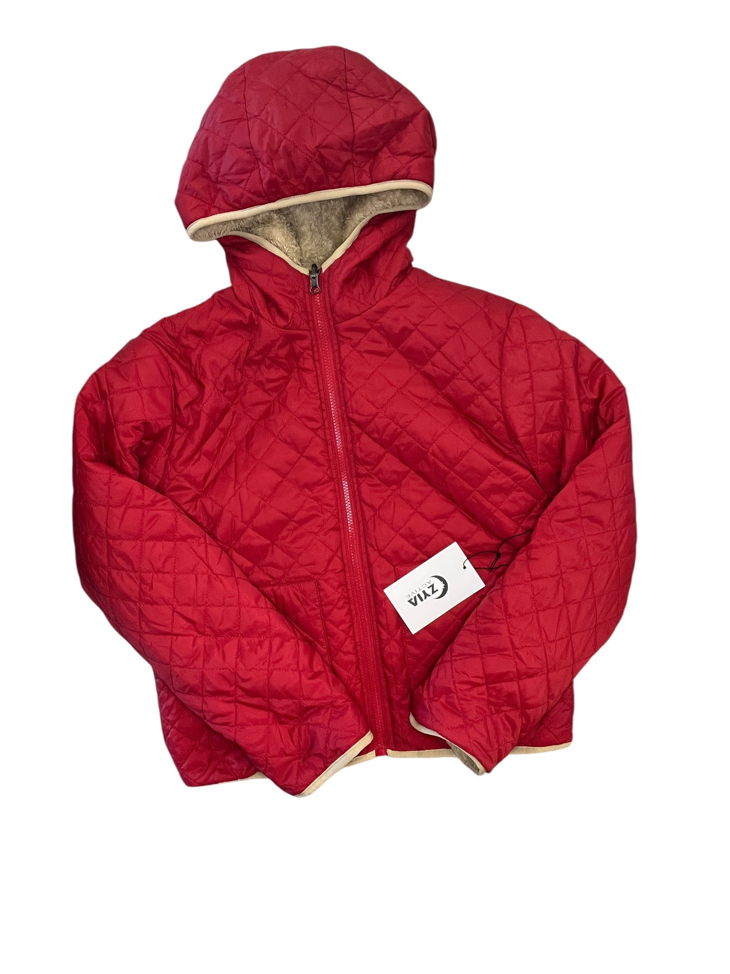 Jacket Puffer & Quilted By Zyia In Red & Tan, Size:M