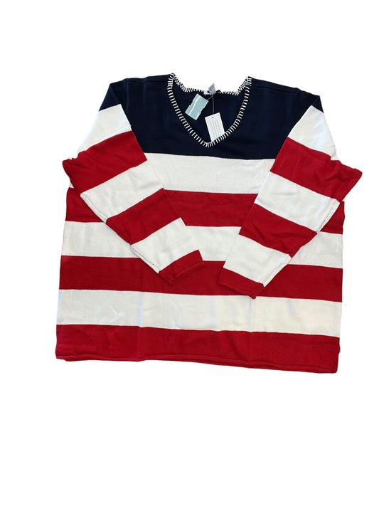 Sweater By D&Co. In Blue Red & White, Size:3X