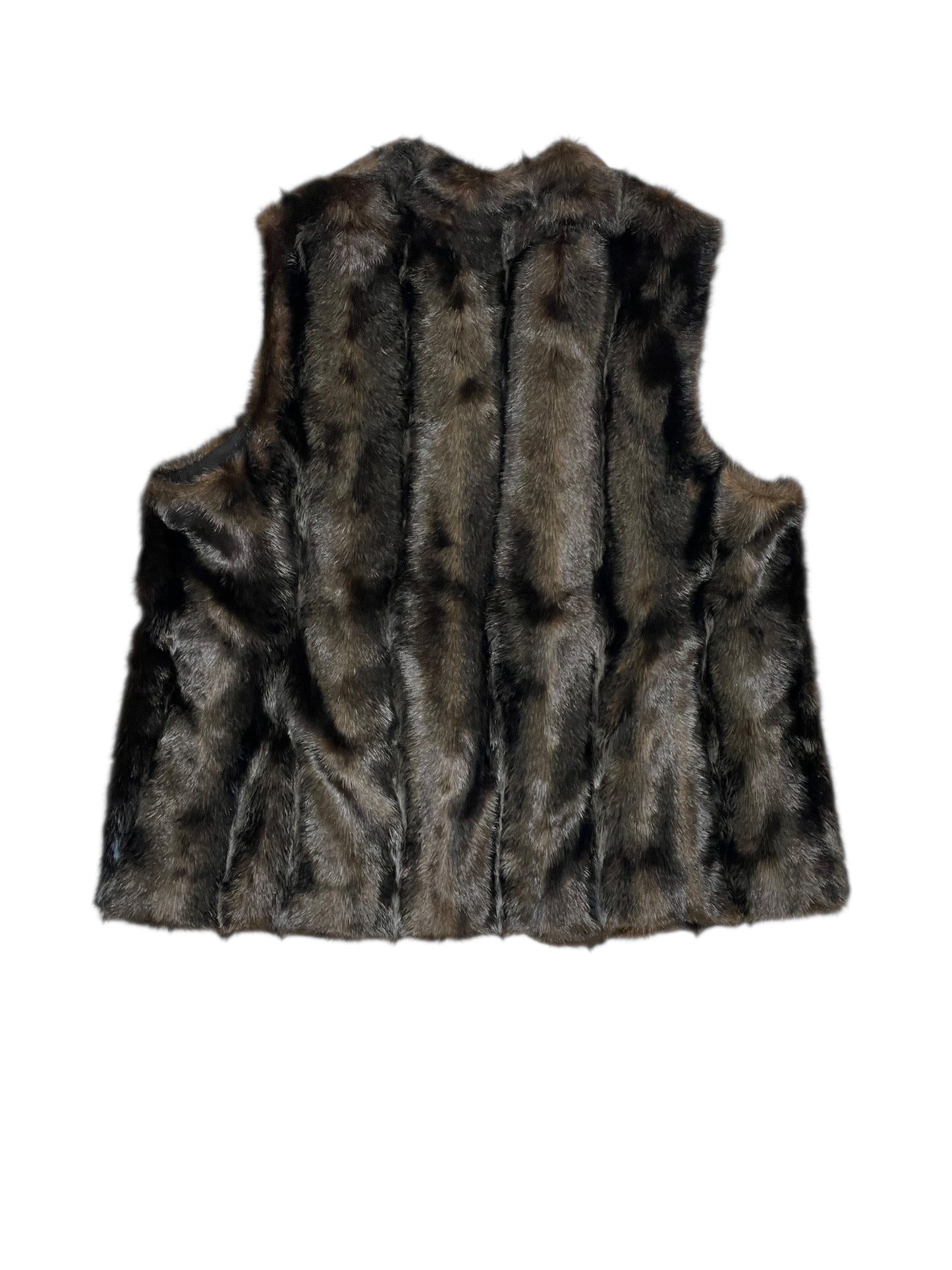 Vest Faux Fur & Sherpa By Chicos In Brown, Size:Xl