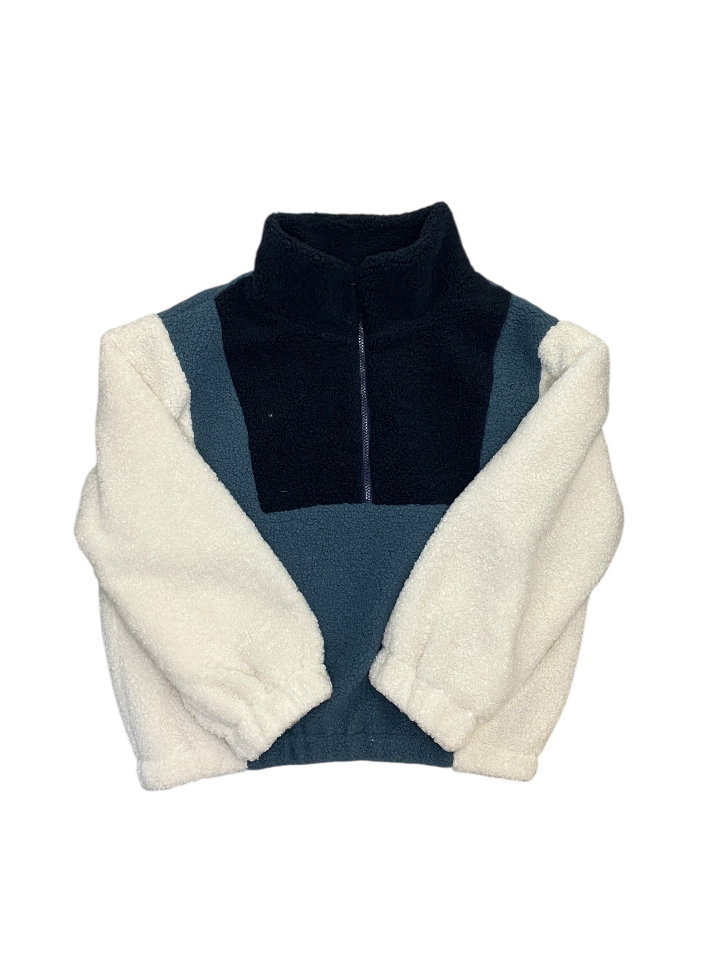 Jacket Faux Fur & Sherpa By Clothes Mentor In Blue, Size:M