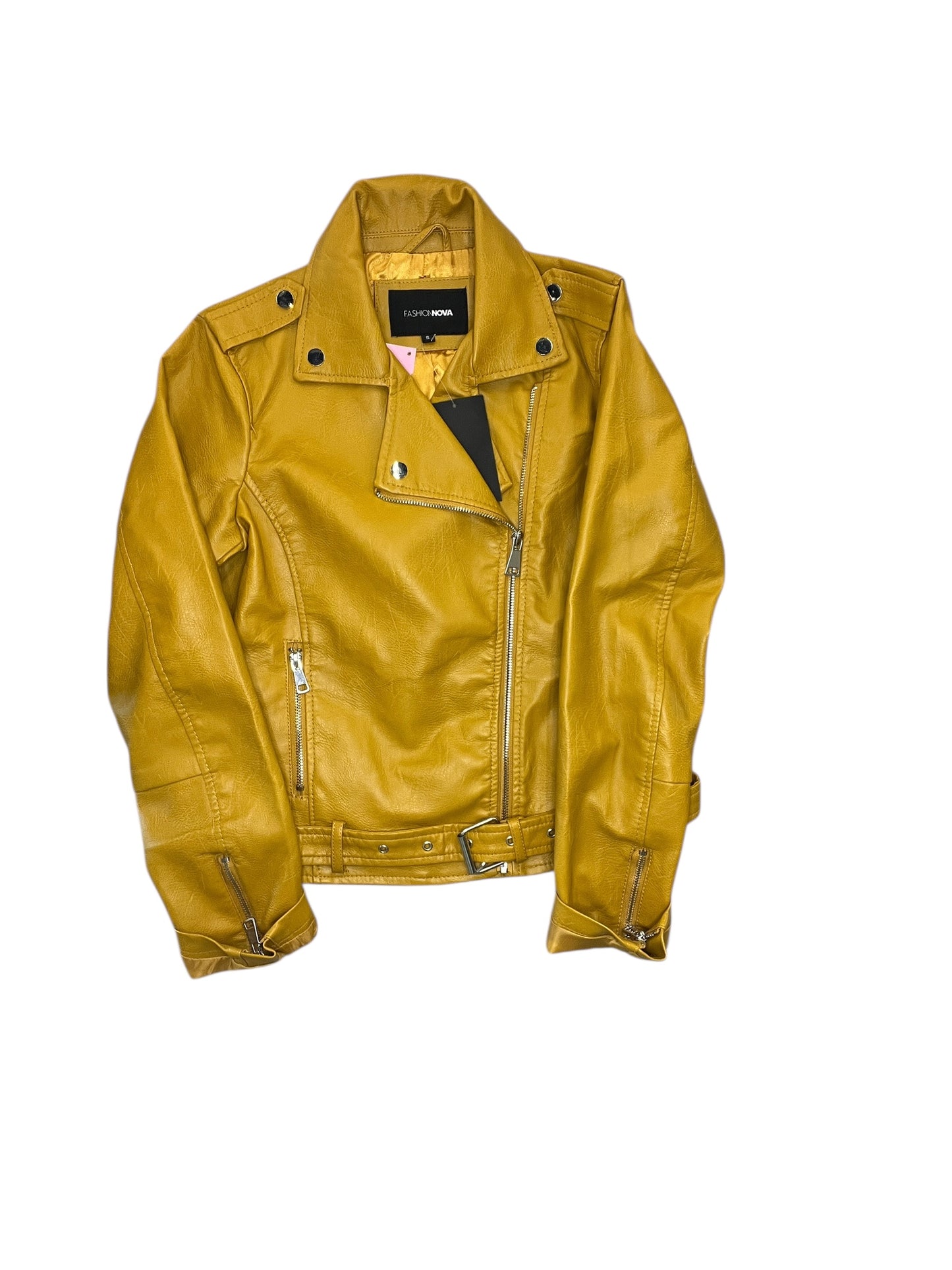 Jacket Moto By Fashion Nova In Yellow, Size:S