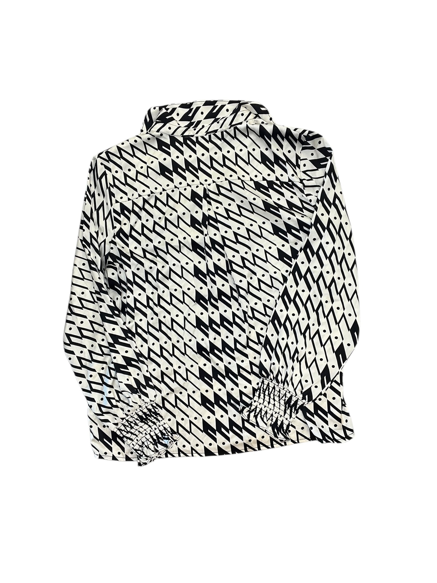 Blouse Ls By Maison Damelie In Black & Cream, Size:L