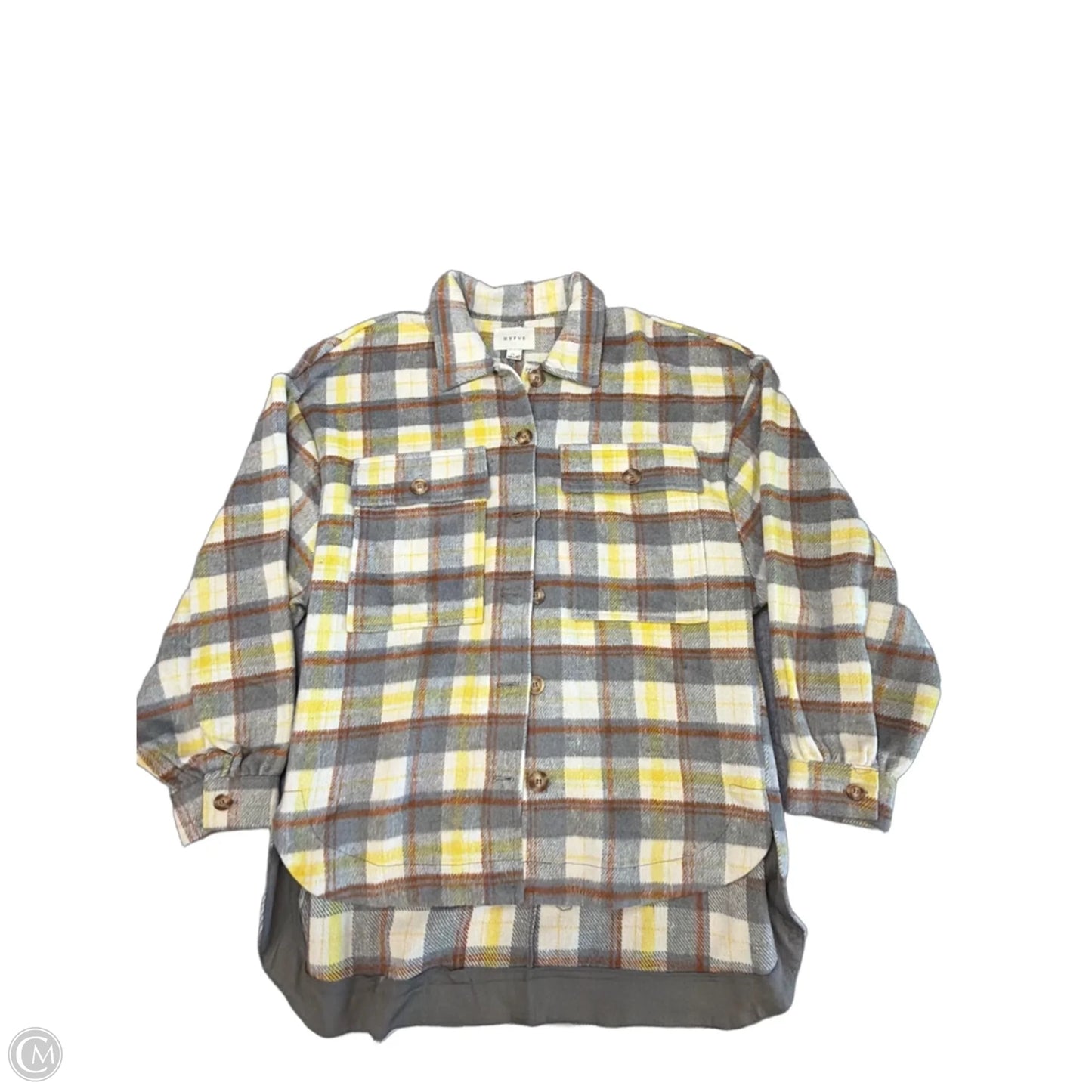Jacket Shirt By Hyfve In Plaid Pattern, Size: L