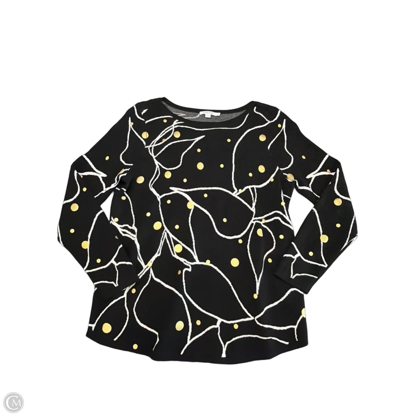 Top Long Sleeve By Chicos In Black & Gold, Size: L