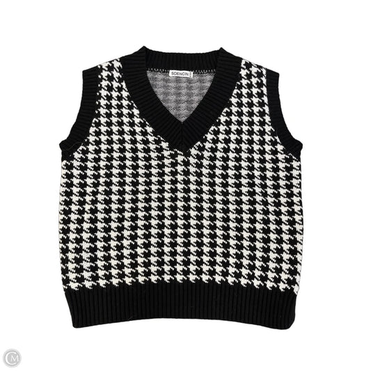 Vest Sweater By Clothes Mentor In Black & White, Size: M